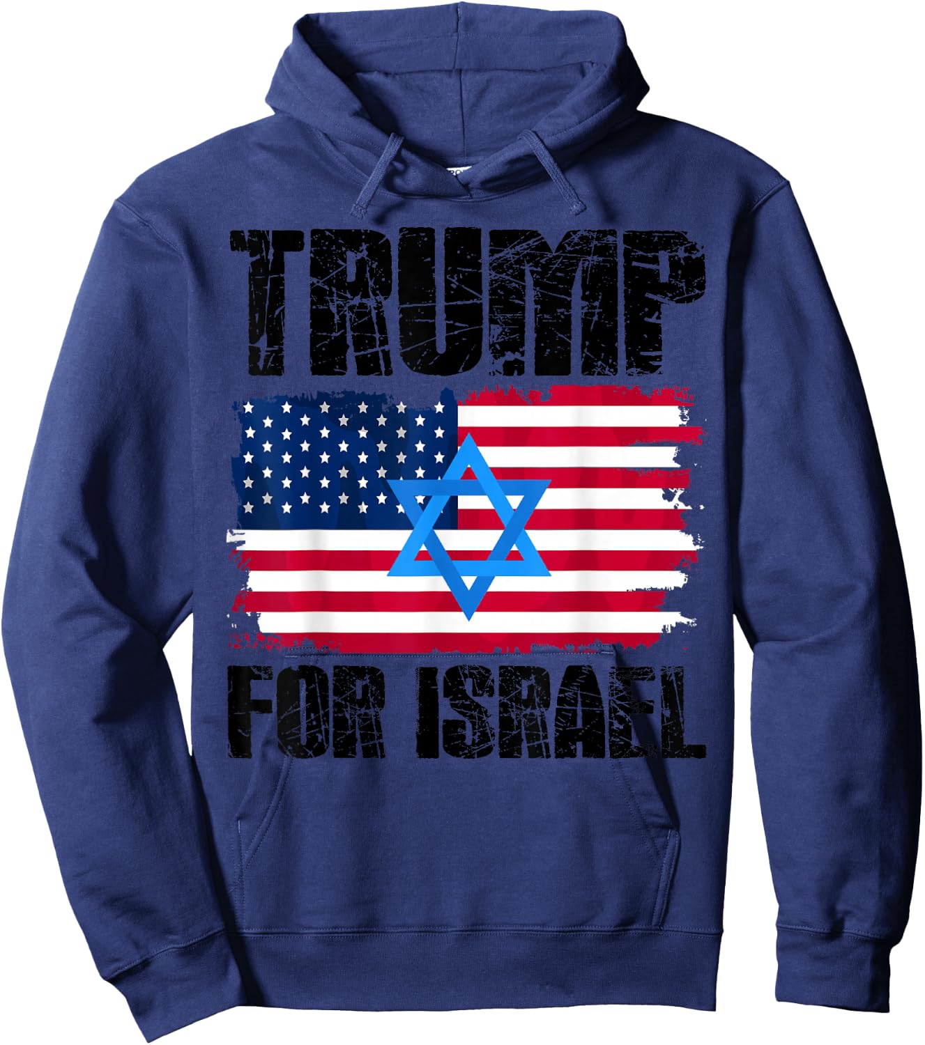 Trump for Israel American Jewish Flag Star of David , grey, S Hoodie - Hoodie | Navy