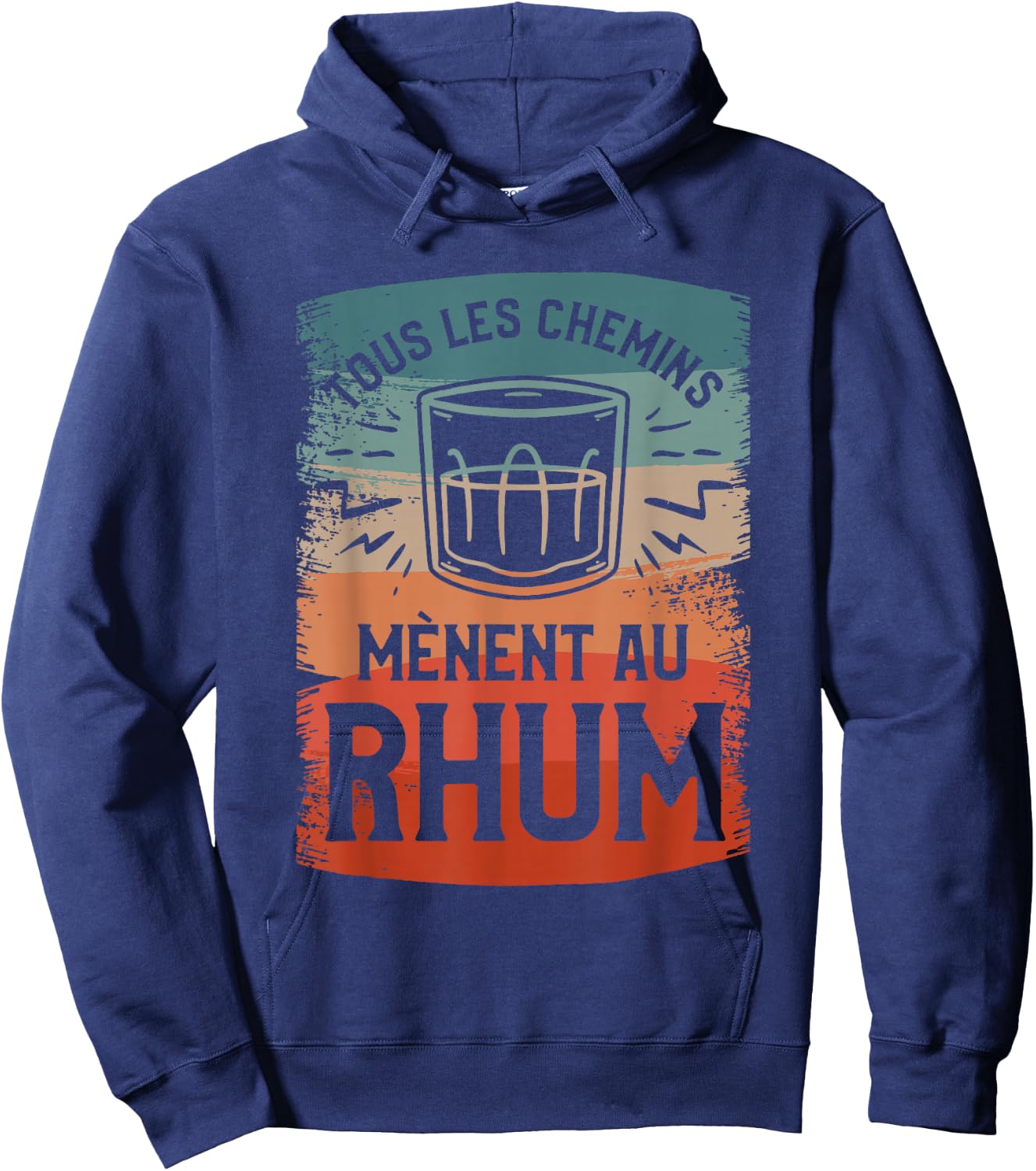 All Paths Lead To Rum Festive Atmosphere , Black, S Hoodie - Hoodie | Navy