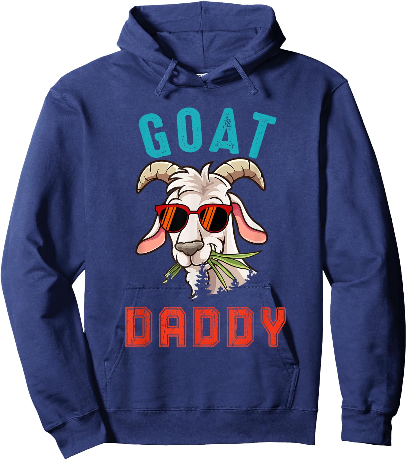 Vintage Goat Funny Daddy Cute Goat Sunglasses Farmer Family Hoodie - Hoodie | Navy