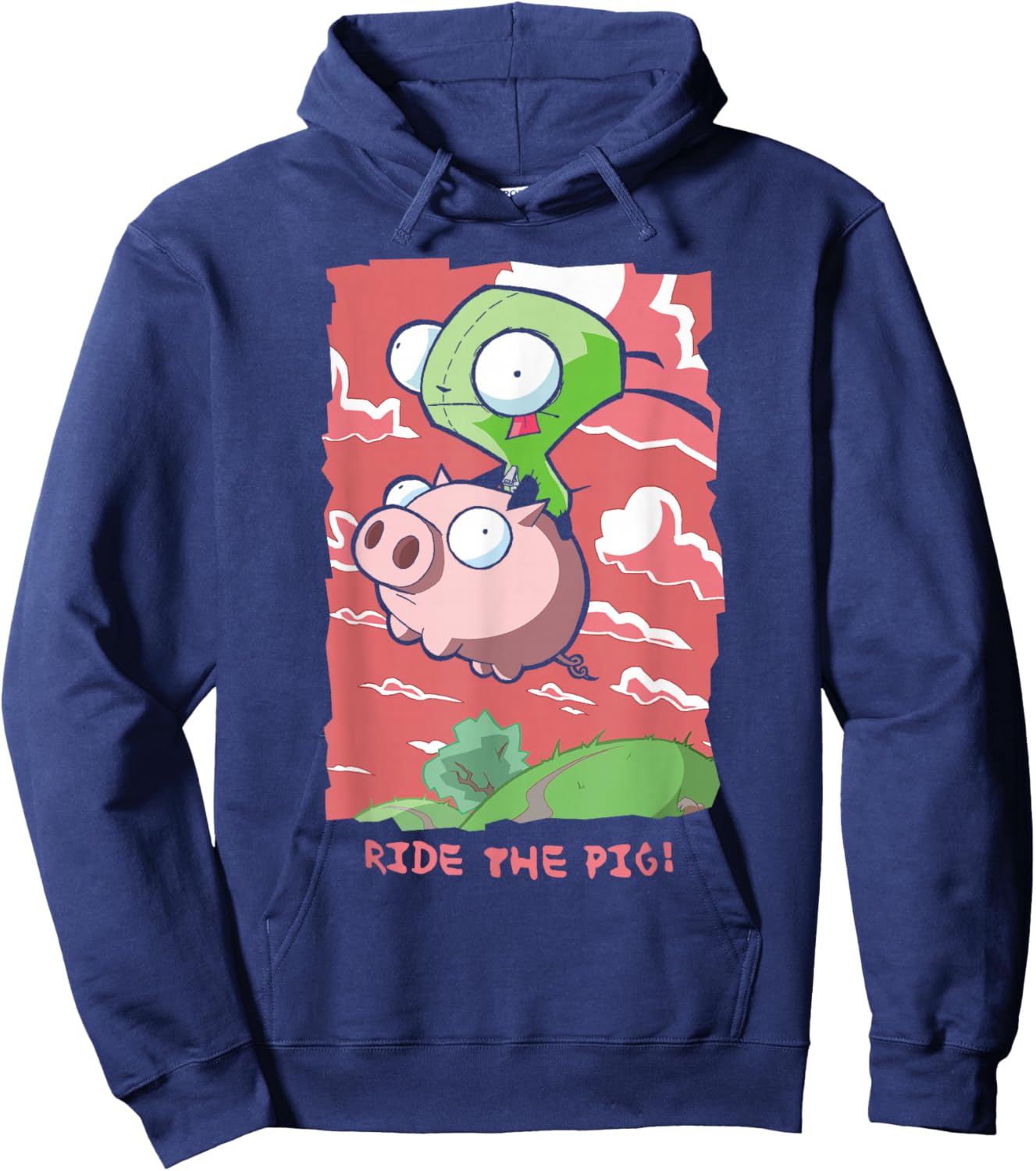 Invader Zim G.I.R Ride The Pig! Hilarious Poster Hoodie - Hoodie | Navy