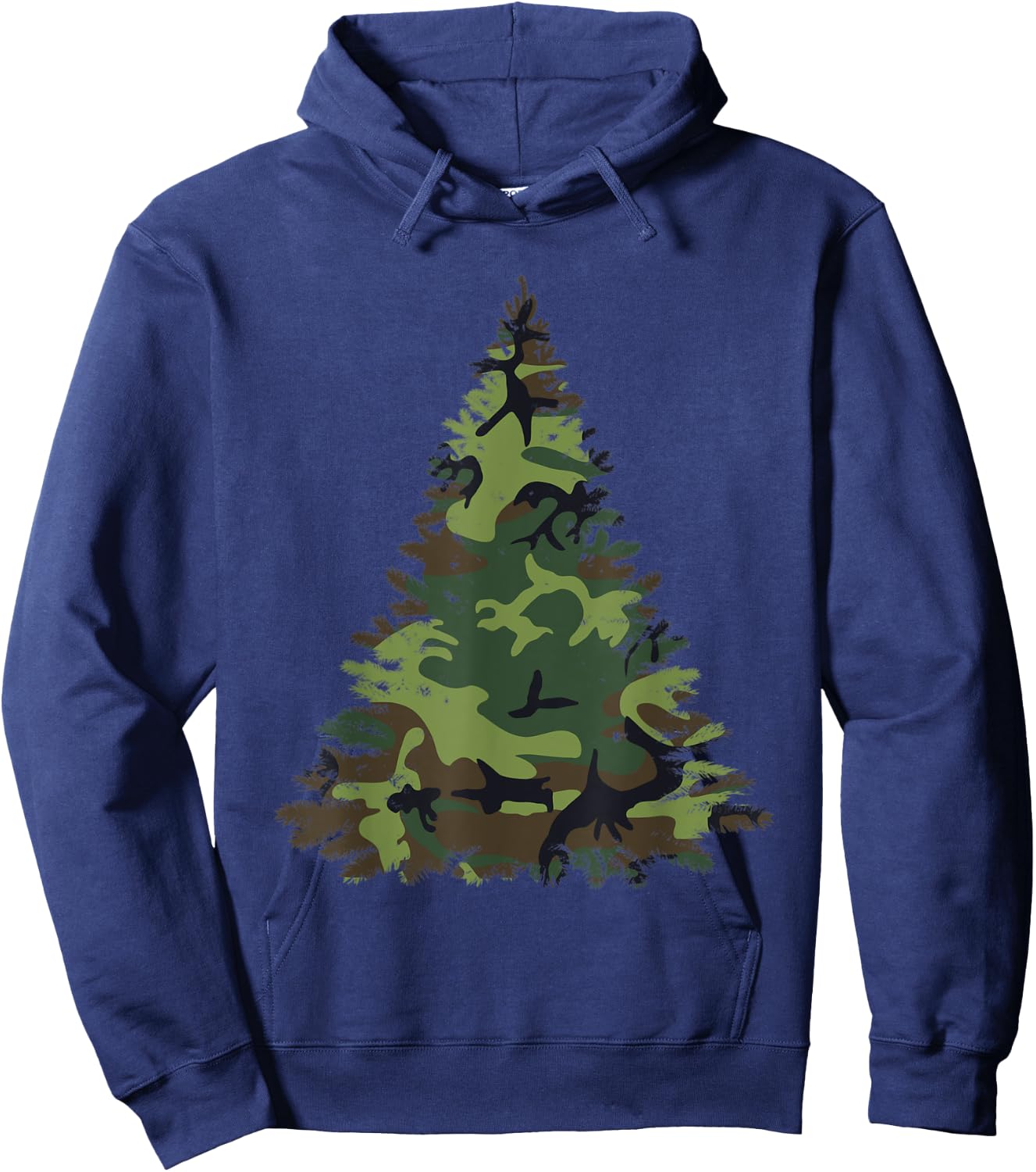 Camo Christmas Tree Camouflage Tree Shirt Veteran Hoodie - Hoodie | Navy