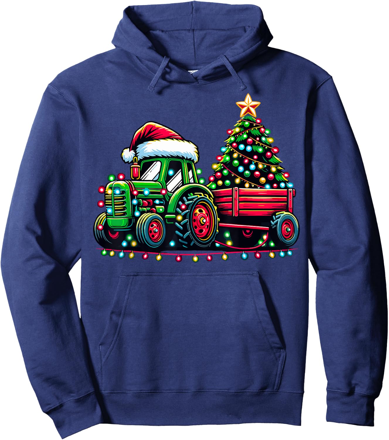 Christmas Tractor Boys Santa Xmas Farm Truck Hoodie - Hoodie | Navy