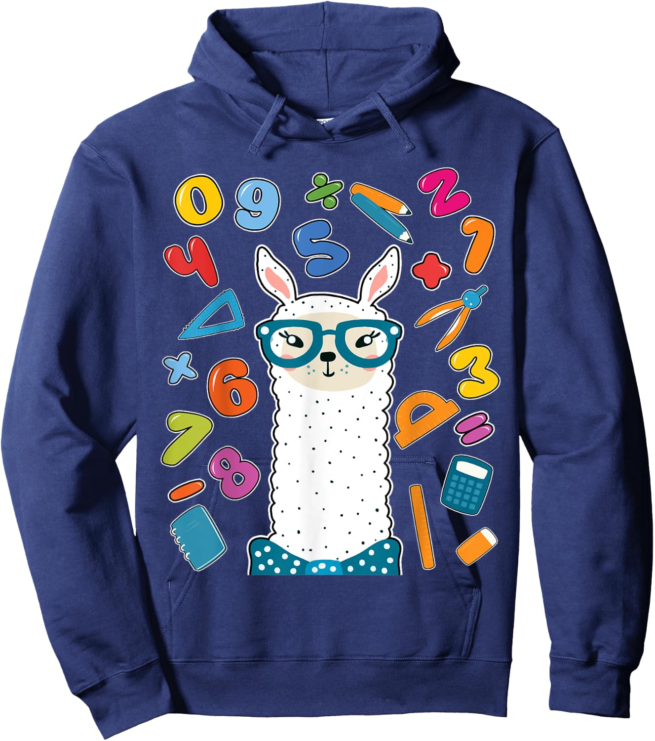 Cute llama alpaca Numbers Math day school teacher kids gift Hoodie - Hoodie | Navy
