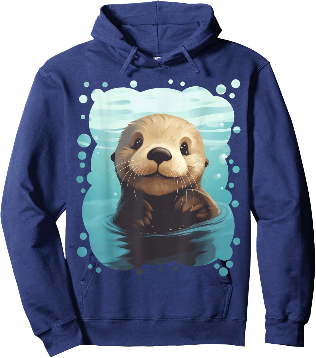 Cute Cartoon Sea Otter Animal Nature Lovers Graphic Hoodie - Hoodie | Navy