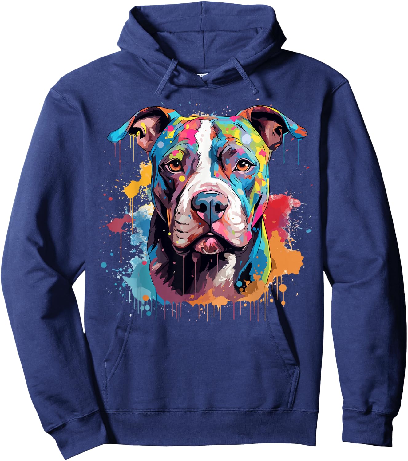 Colorful Splash Art Pitbull Dog Hoodie - Hoodie | Navy