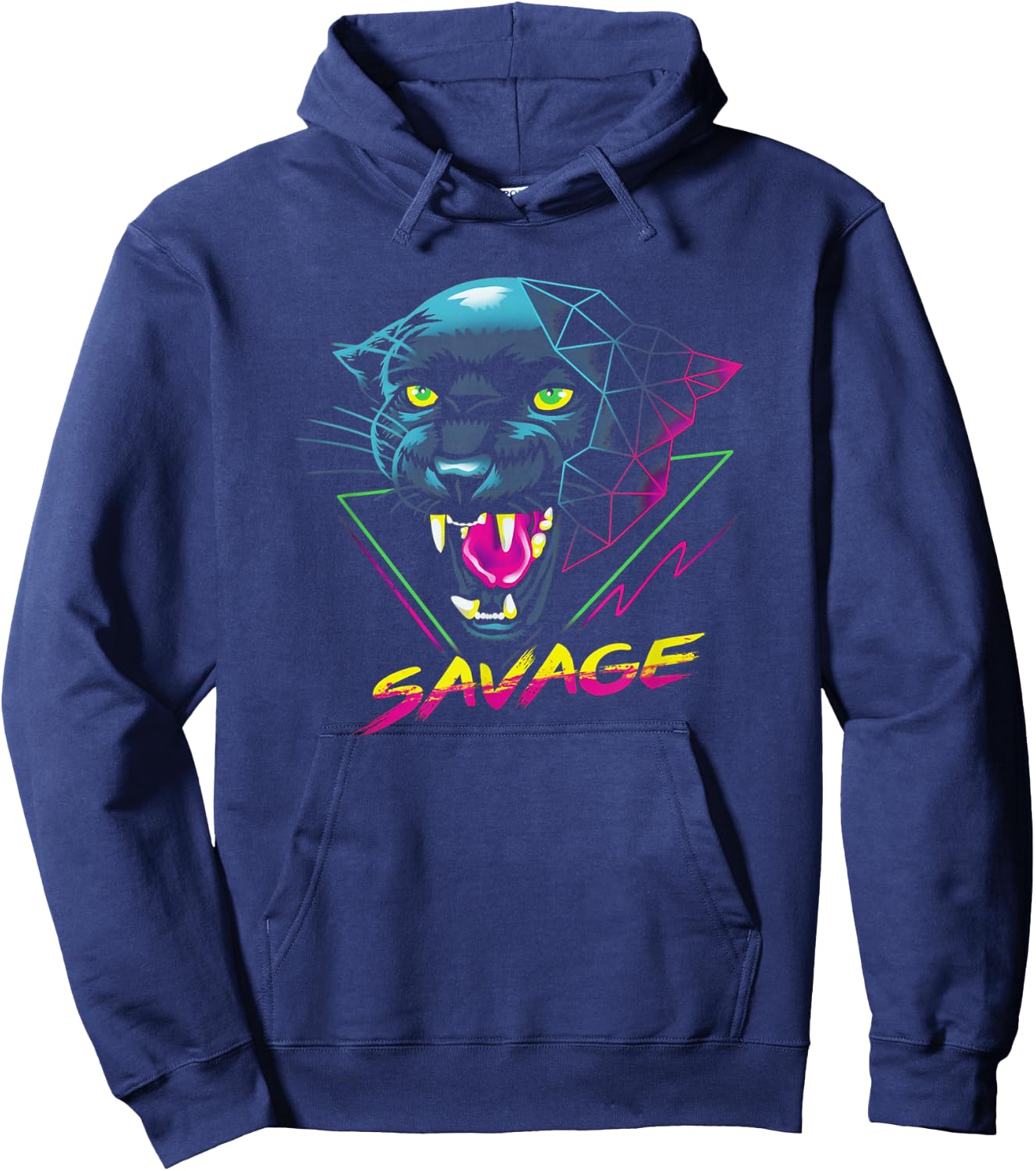 Savage - Panther Synthwave Retro Style Hoodie - Hoodie | Navy
