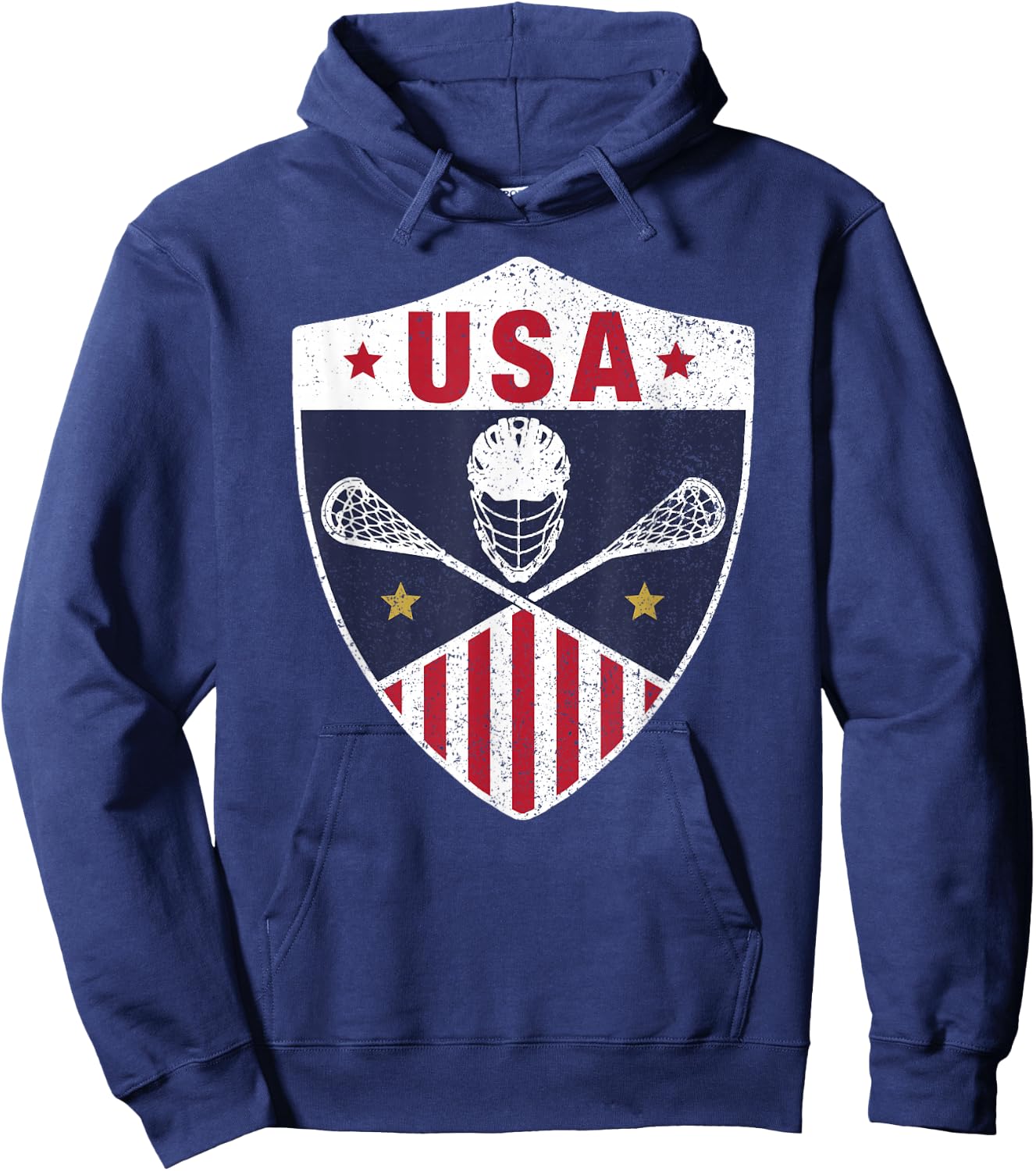 Retro America Lacrosse I Proud USA Lax Player Jersey Hoodie - Hoodie | Navy