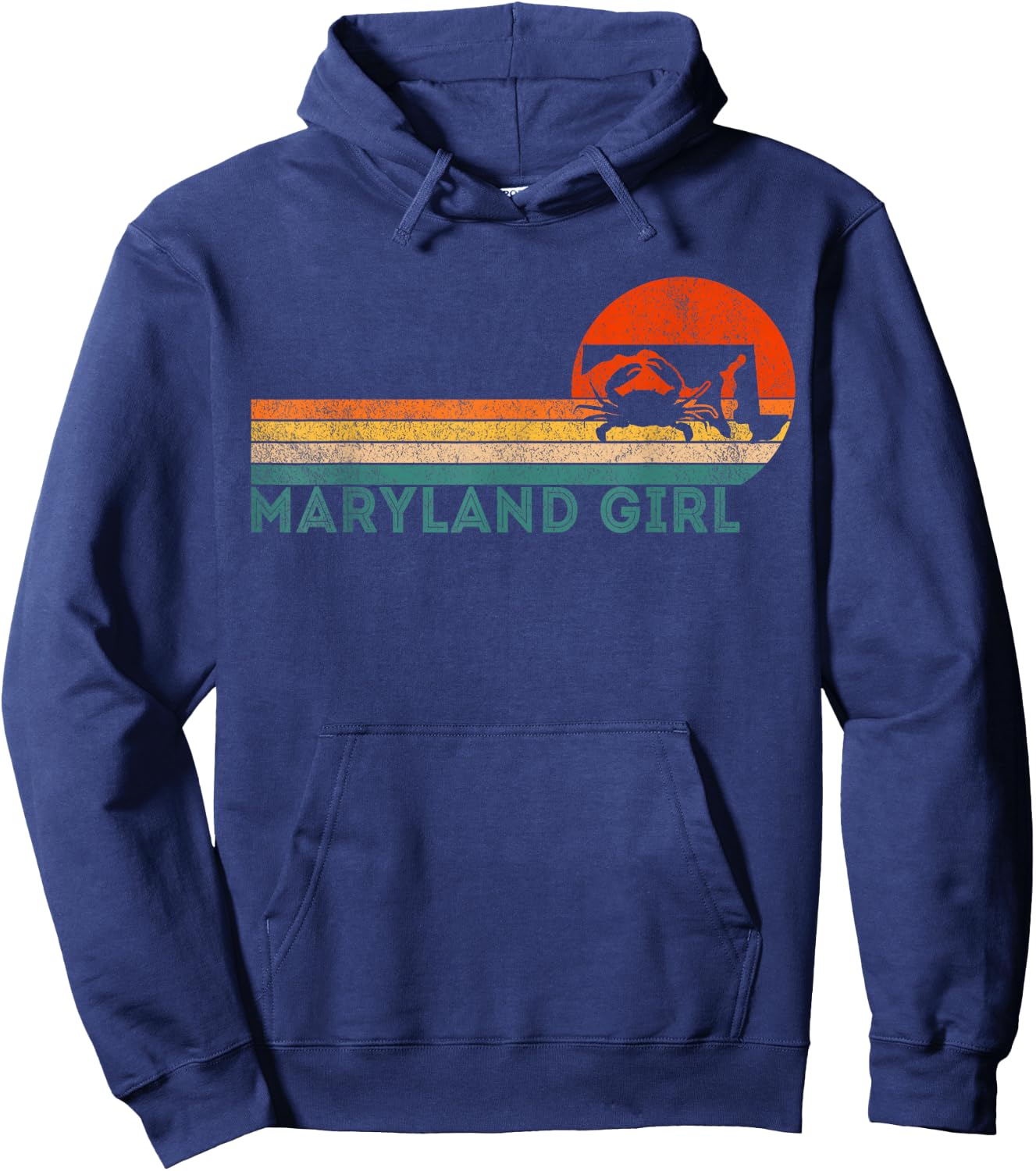 Maryland Girl Maryland Crab Maryland Blue Crab Retro Hoodie - Hoodie | Navy