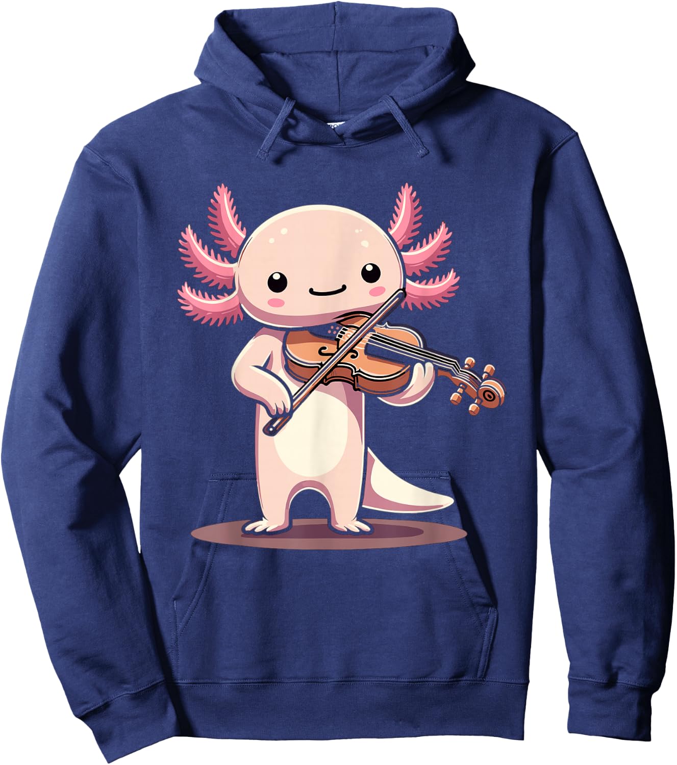 Cute Axolotl Playing Violin for Violinist Musical Orchestra Hoodie - Hoodie | Navy