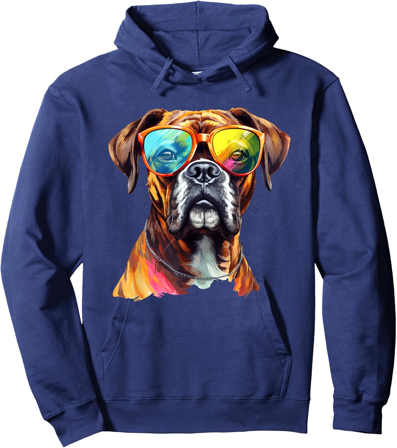 Boxer Hund mit Sonnenbrille Hundebesitzer Hunde Fans Hoodie - Hoodie | Navy