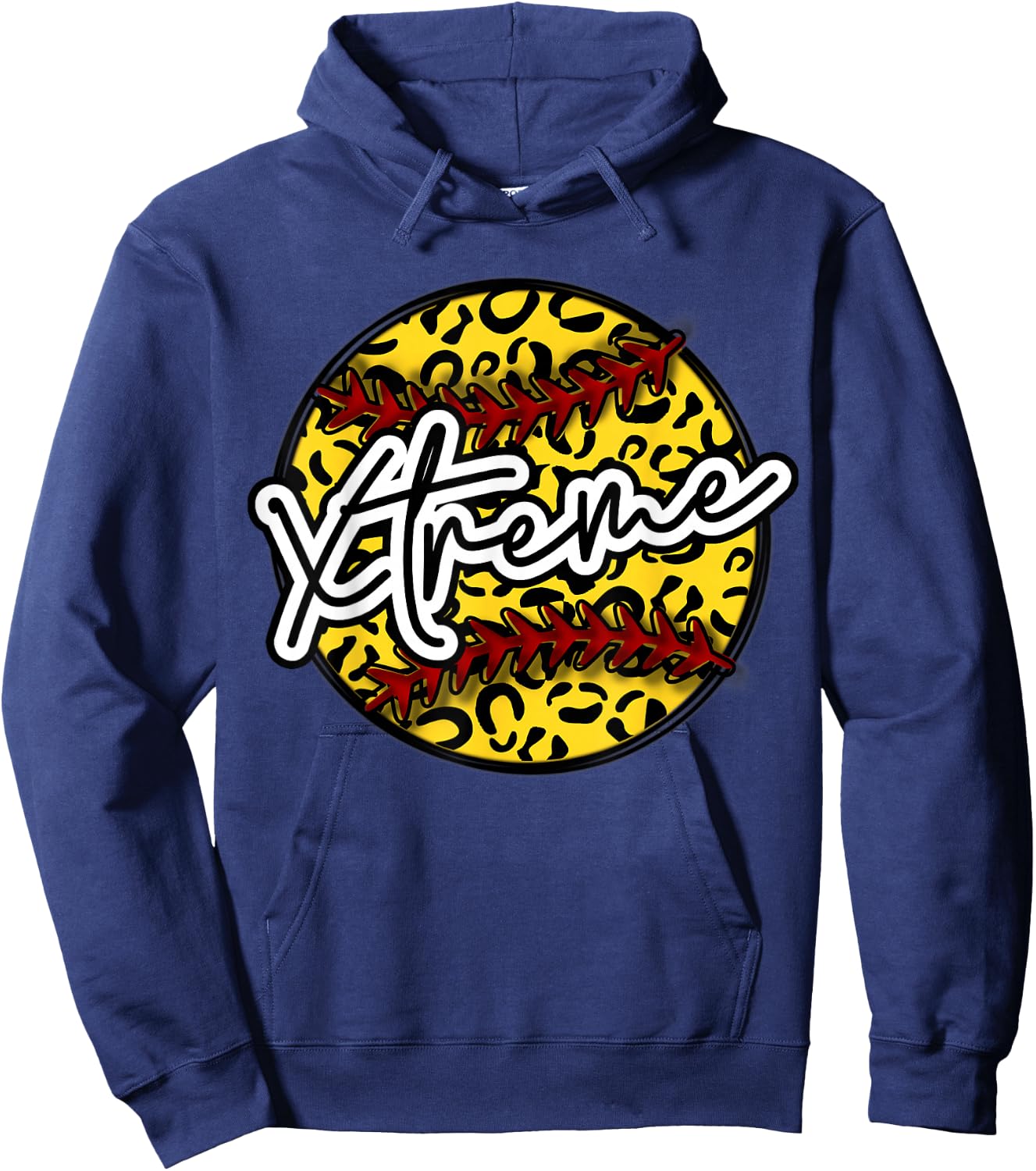 XTREME Leopard Cheetah Softball Team Trendy Cute Womans Top Hoodie - Hoodie | Navy