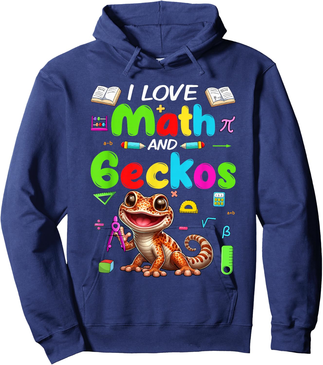Love Math And Geckos Students Teachers Costume Colorful Hoodie - Hoodie | Navy