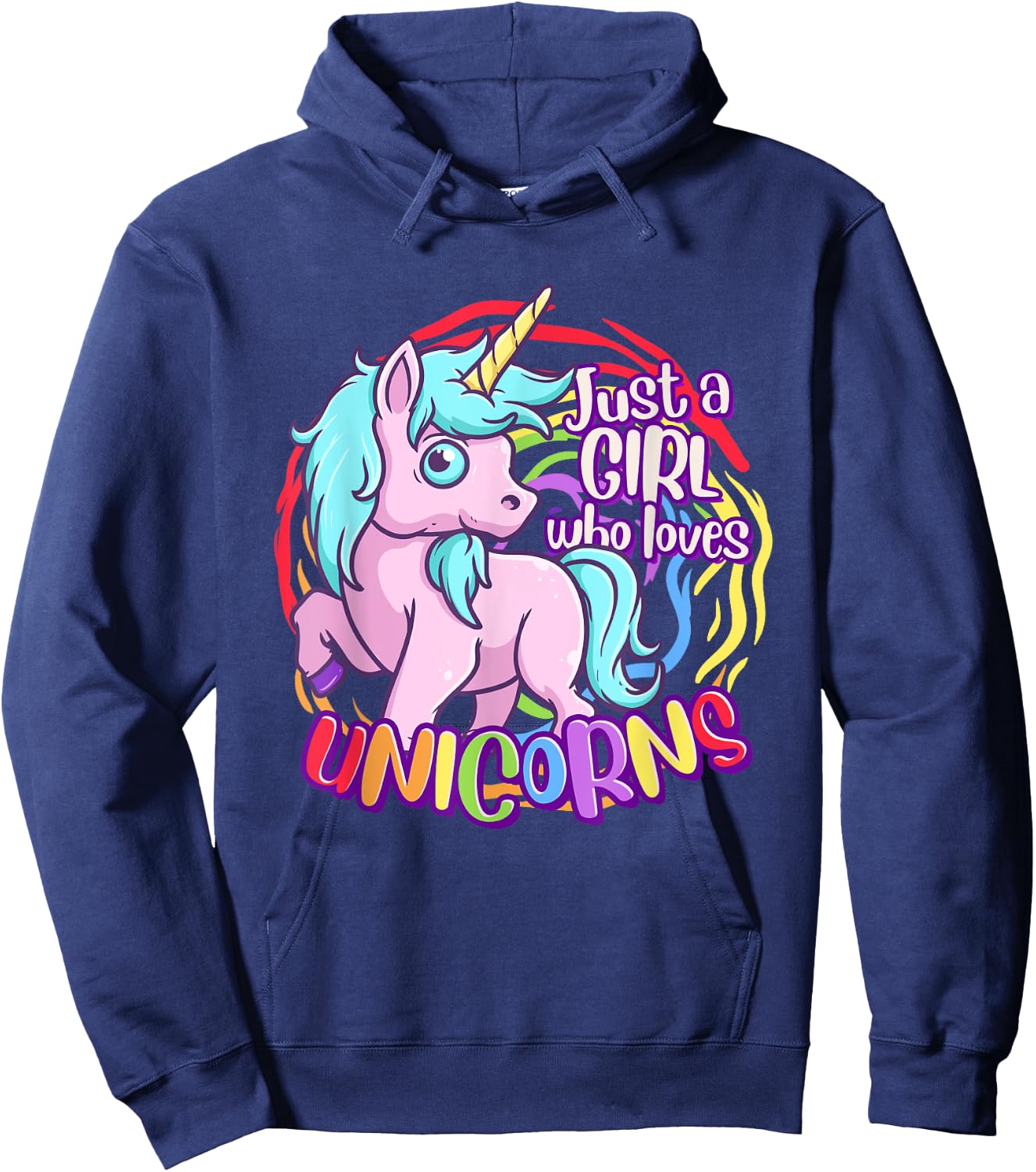 Cute Unicorn Just A Girl Who Loves Unicorn Hoodie - Hoodie | Navy