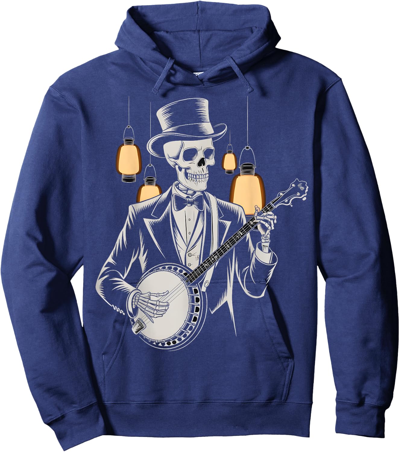 Skeleton Banjo Player Vintage Hoodie - Hoodie | Navy