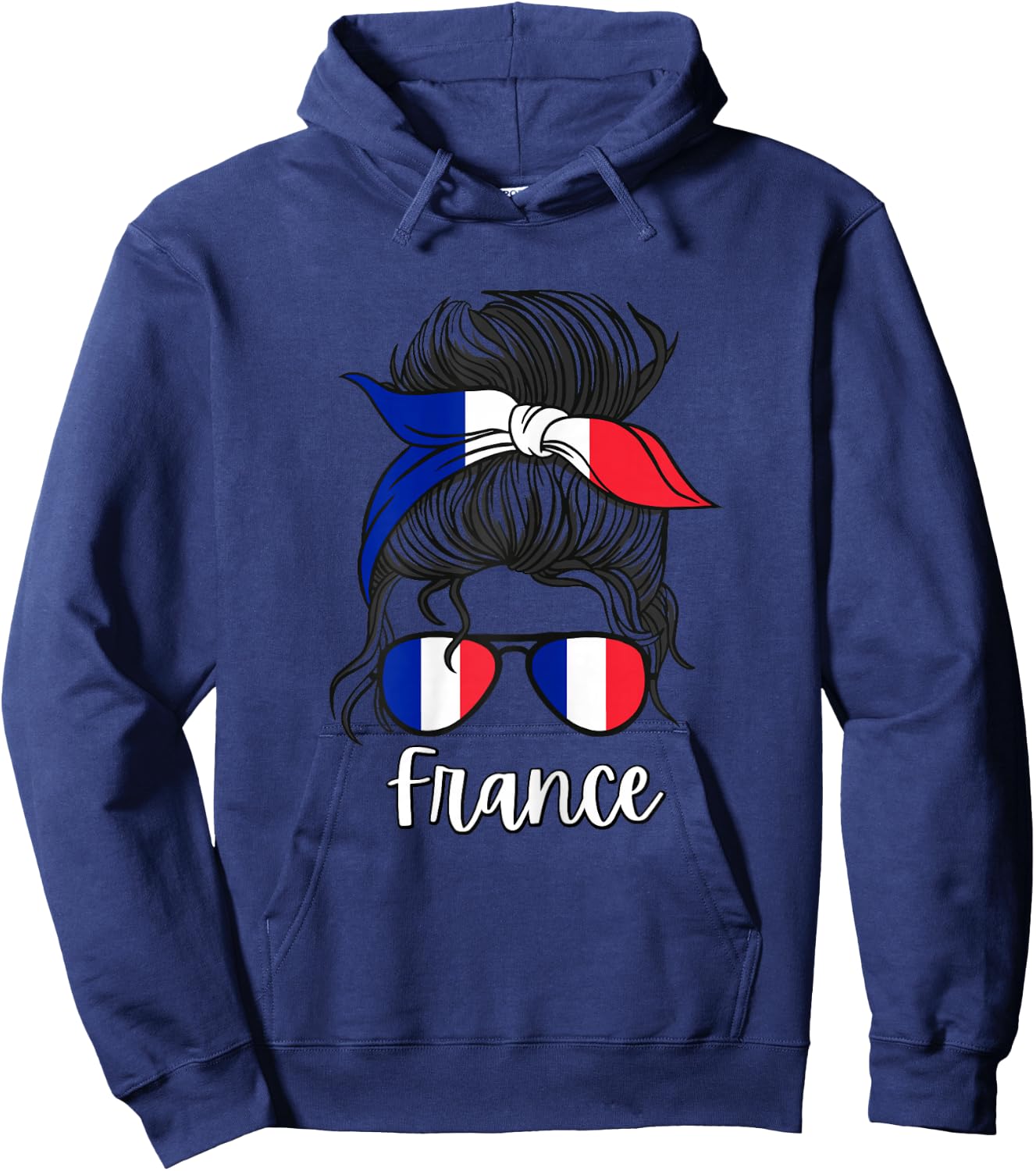 French Girls France Fille Française France Women French Flag , White Hoodie - Hoodie | Navy