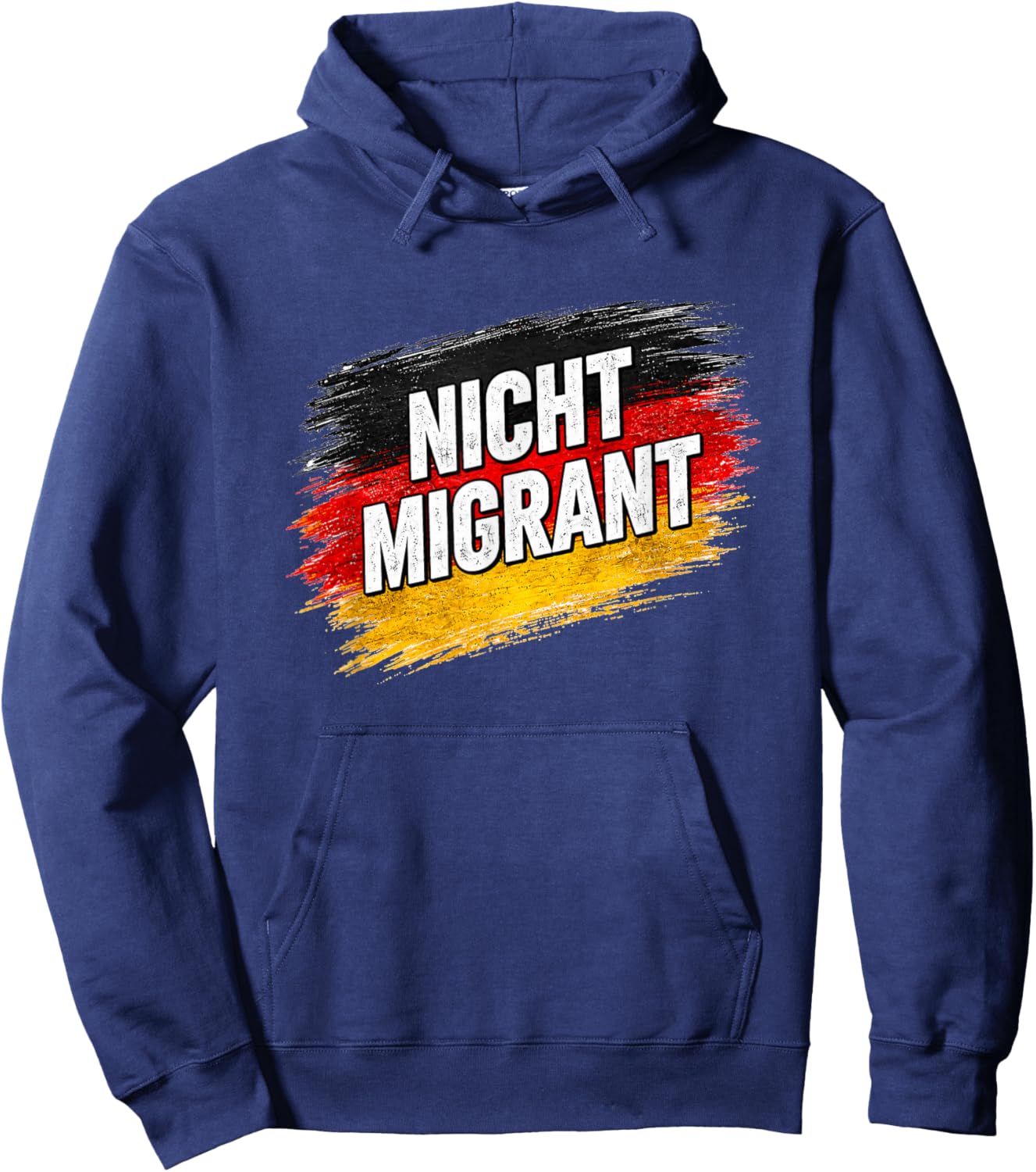 Nicht Migrant Deutschland Flagge Statement Hoodie - Hoodie | Navy