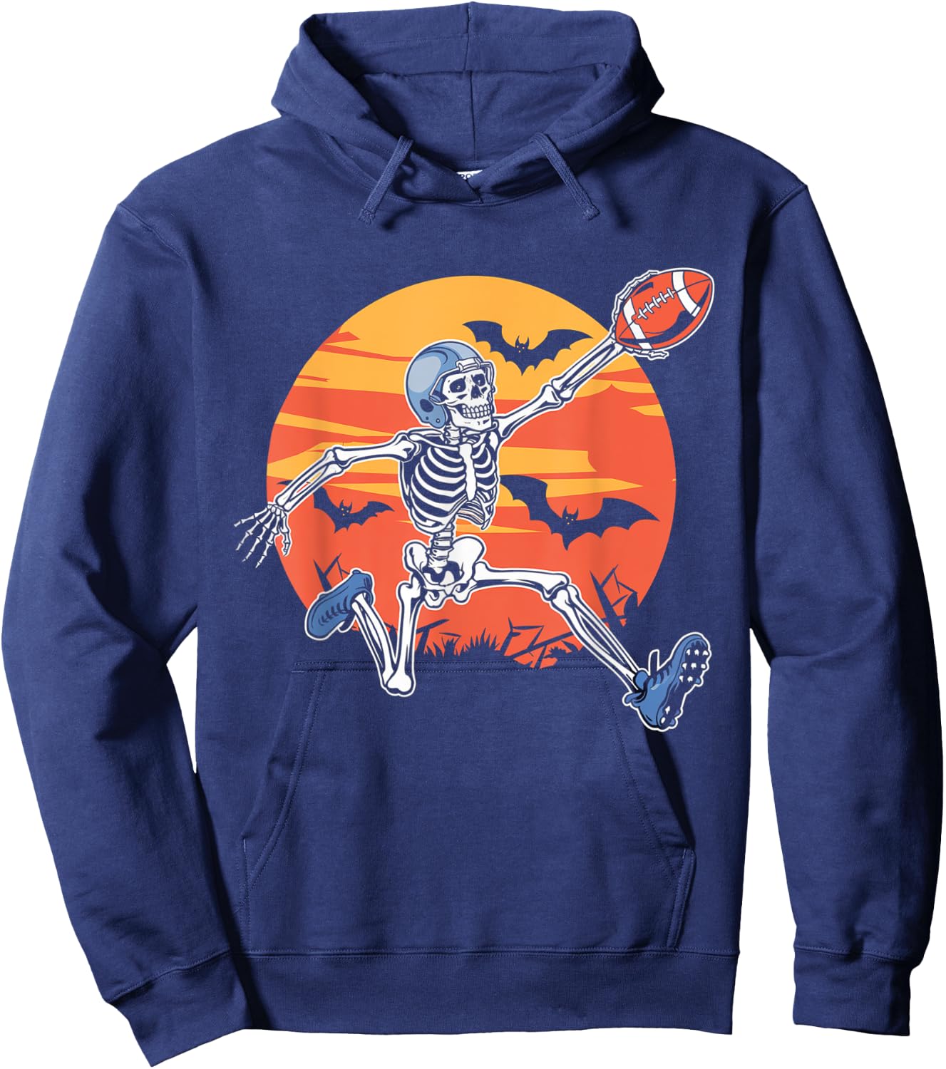 American Football Skeleton Player Halloween Men Boys Funny Hoodie - Hoodie | Navy