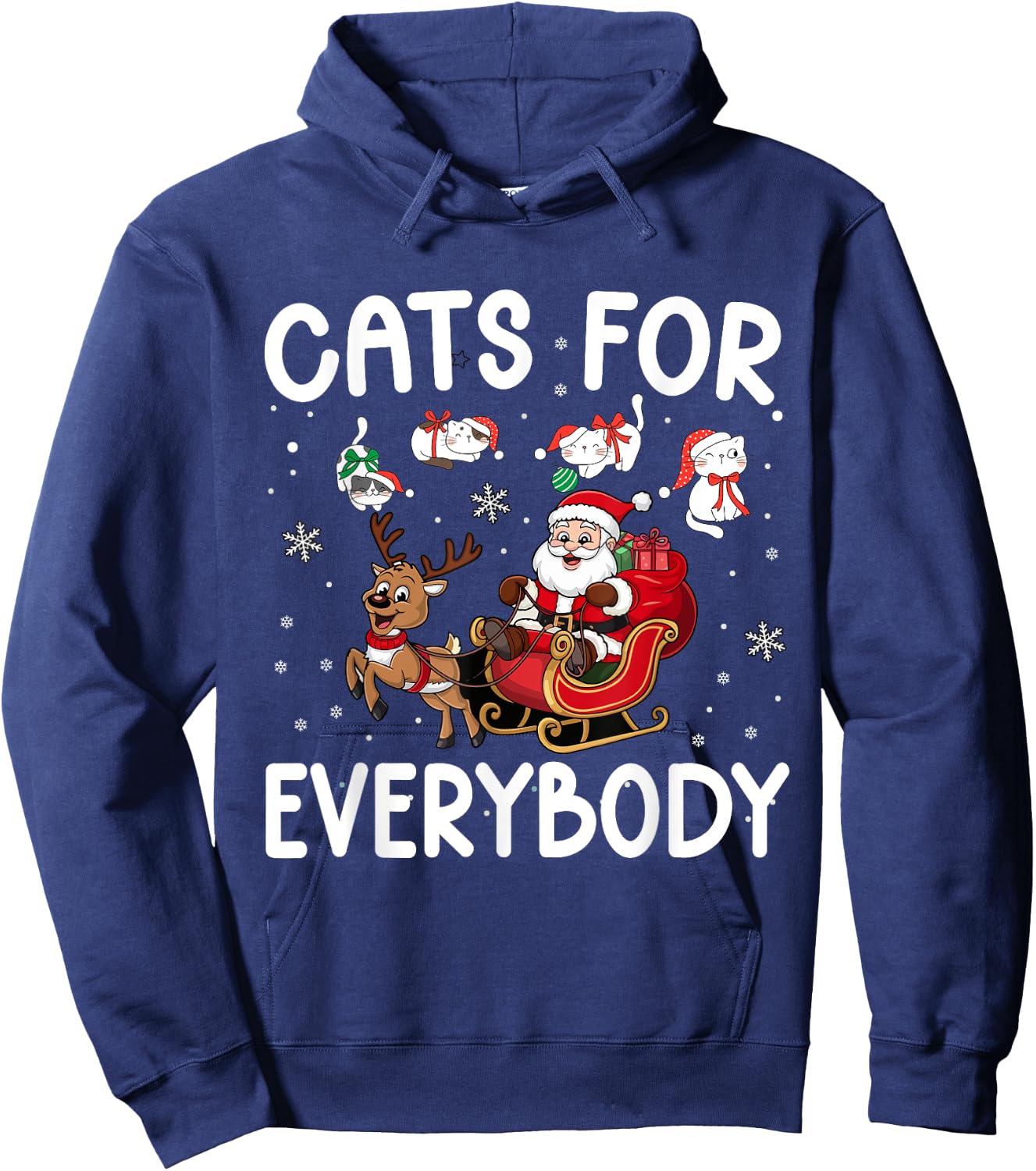 Cats For Everybody Christmas Cat Funny Christmas Hoodie - Hoodie | Navy