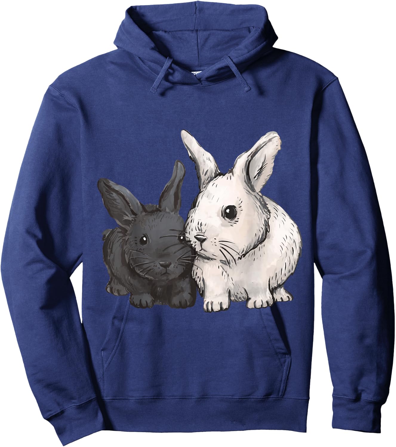 Rabbit Animal Print , black Hoodie - Hoodie | Navy