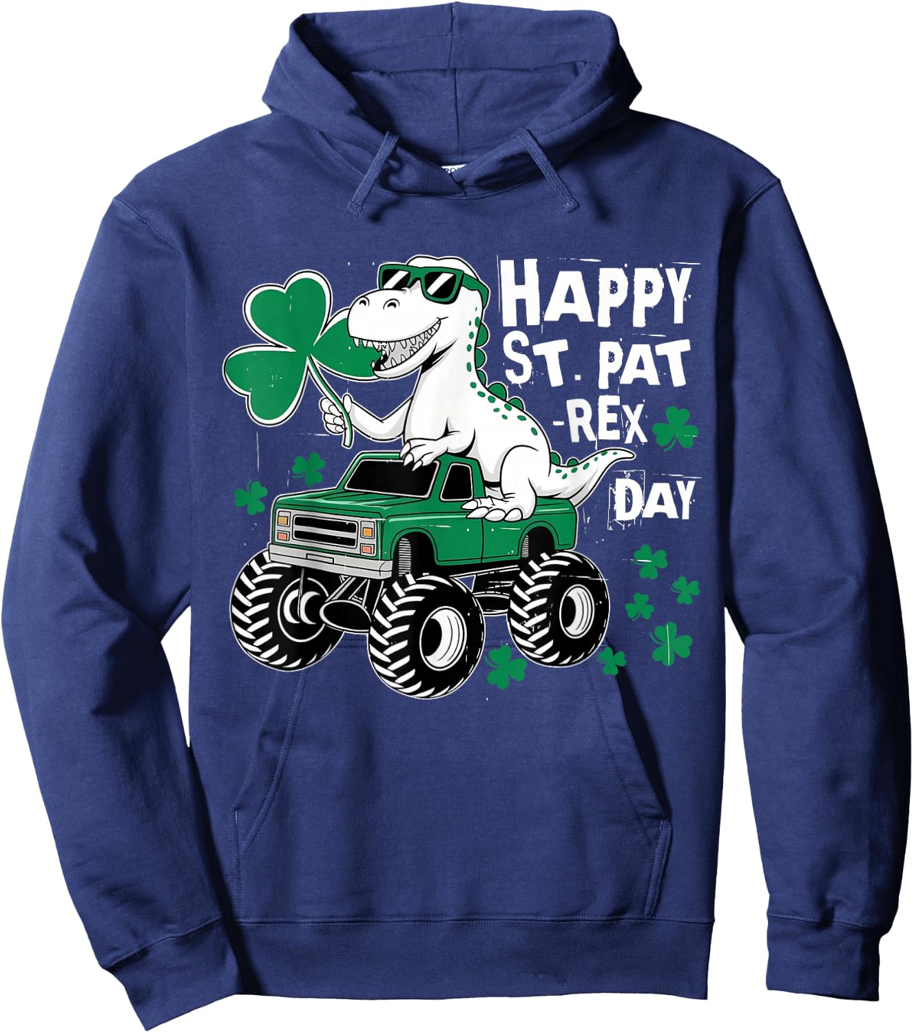 Monster Truck St Patricks Day Dinosaur Happy St Paddys Day Hoodie - Hoodie | Navy