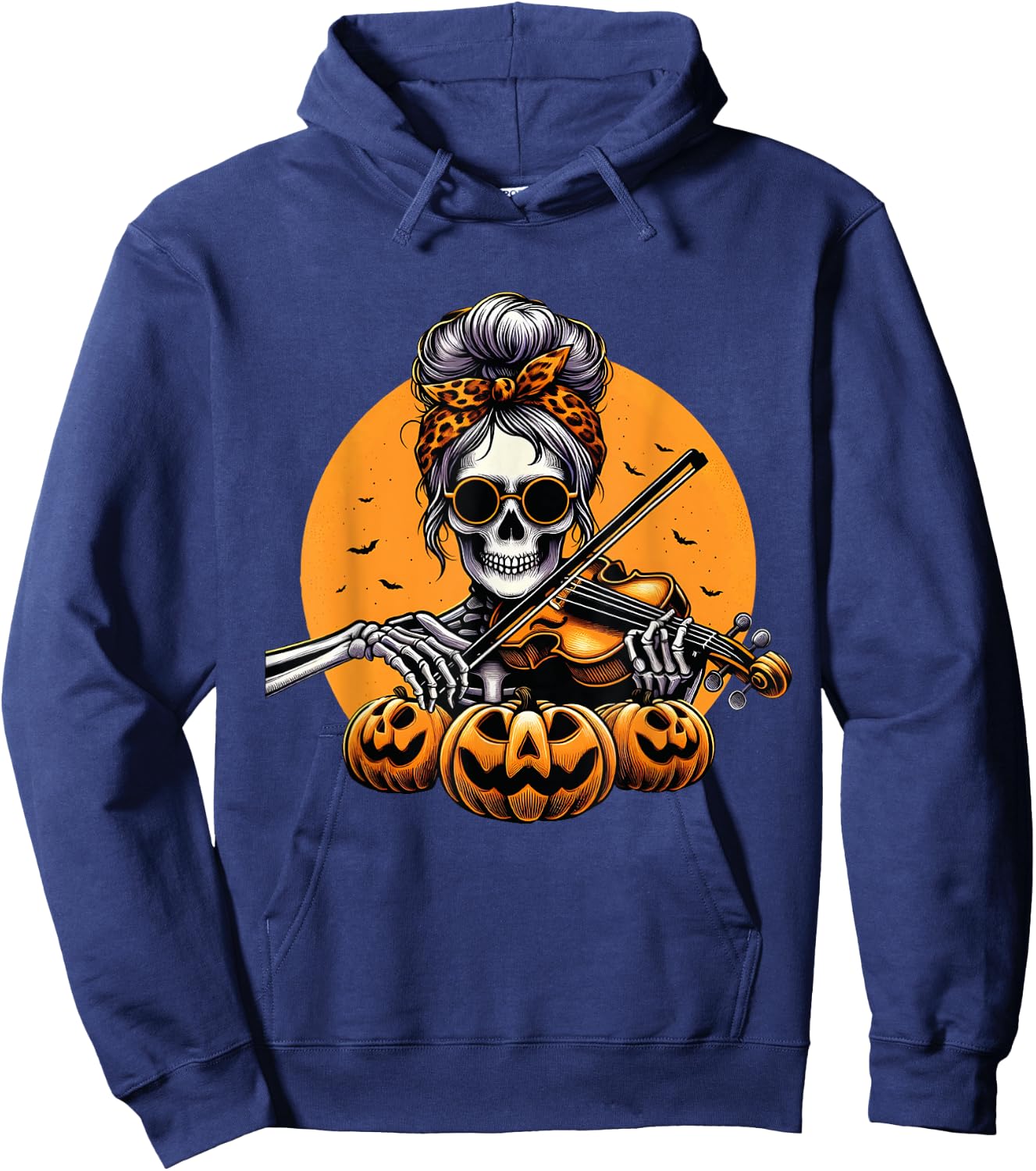 Skeleton Violin Player Halloween Costume Violinist Musician Hoodie - Hoodie | Navy