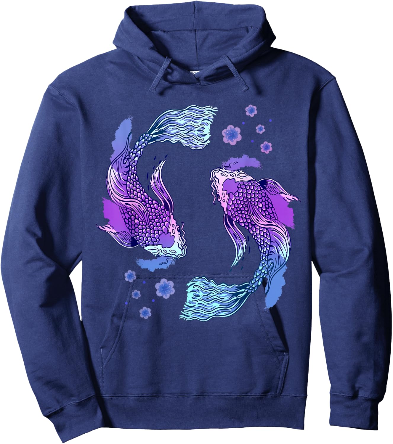 Koi Asian Carp Japanese Koi Carp Japan Pond Yin Yang Fish Hoodie - Hoodie | Navy