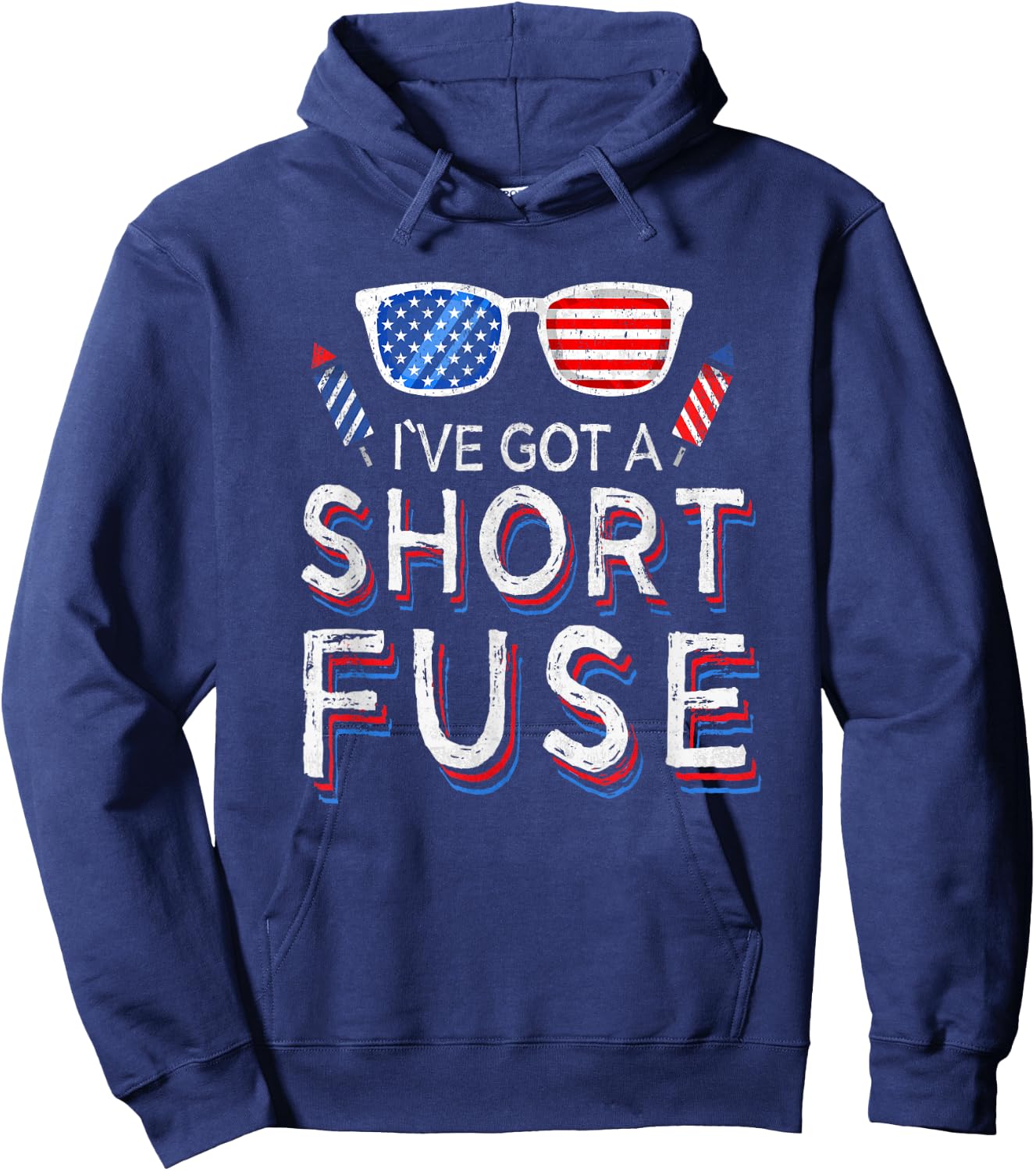 Fireworks Short Fuse 4th Of July Patriotic Women Men Hoodie - Hoodie | Navy