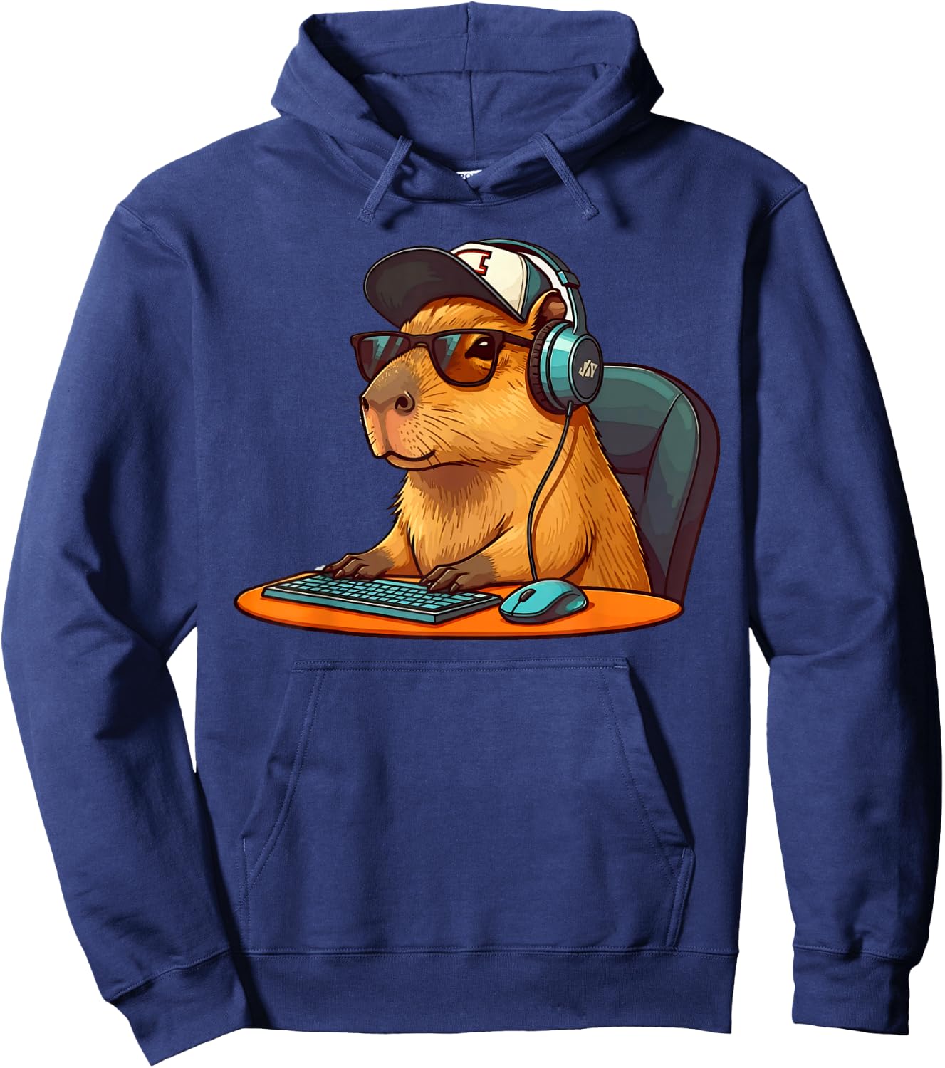 Capybara Video Games Funny Gaming Capy Men Teen Boys Kids Hoodie - Hoodie | Navy