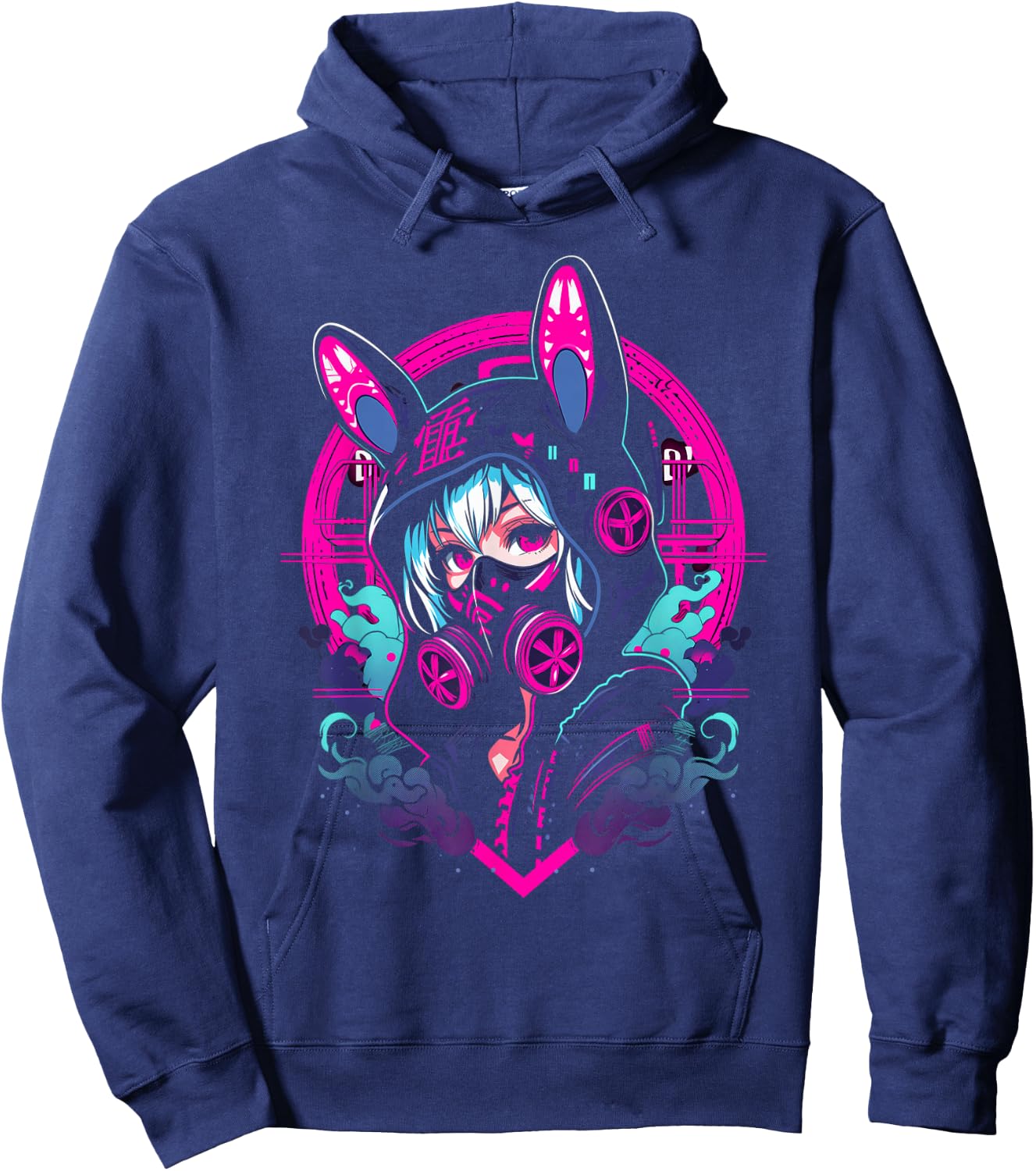 Anime Manga Cyberpunk Aesthetic Techwear Harajuku | Bunny Hoodie - Hoodie | Navy