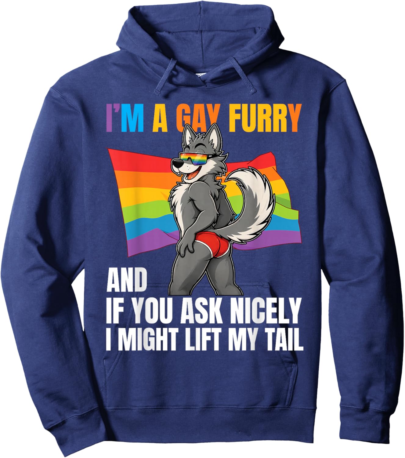Lustiger Gay Furry Tail Pride Rainbow Queer Fox CSD Party LGBTQ Hoodie - Hoodie | Navy
