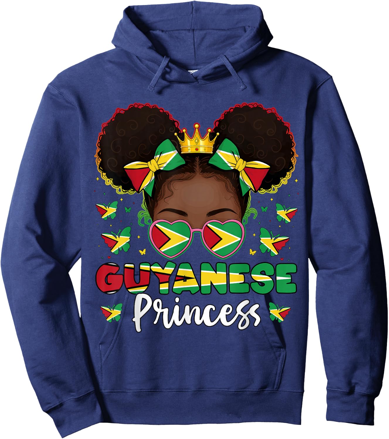 Drapeau Guyanais Princesse Guyane Fière Guyanaise Femme Guyanaise Hoodie - Hoodie | Navy