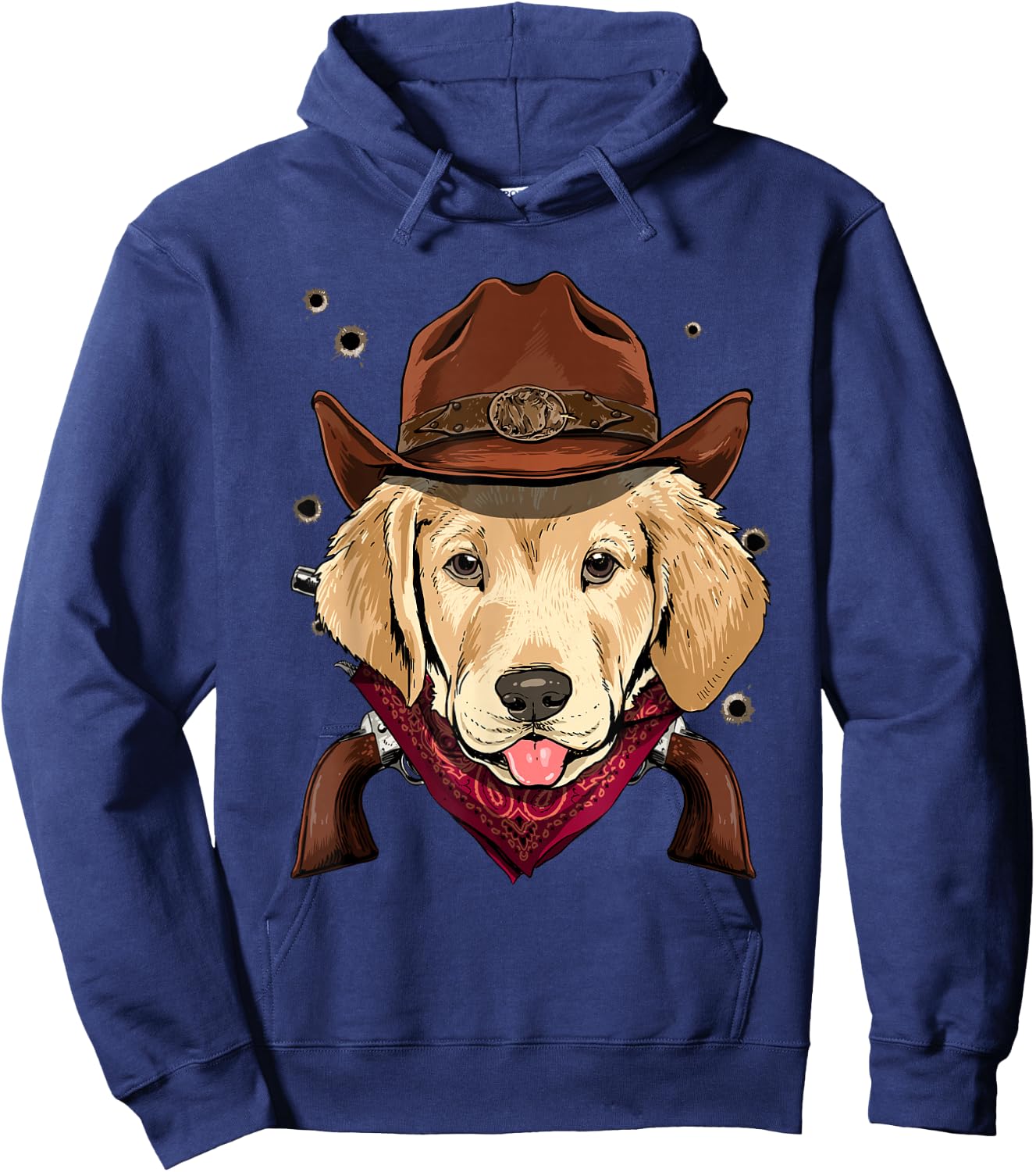 Cowboy Labrador Western Rodeo Cowboy Hat and Bandana Dog Hoodie - Hoodie | Navy