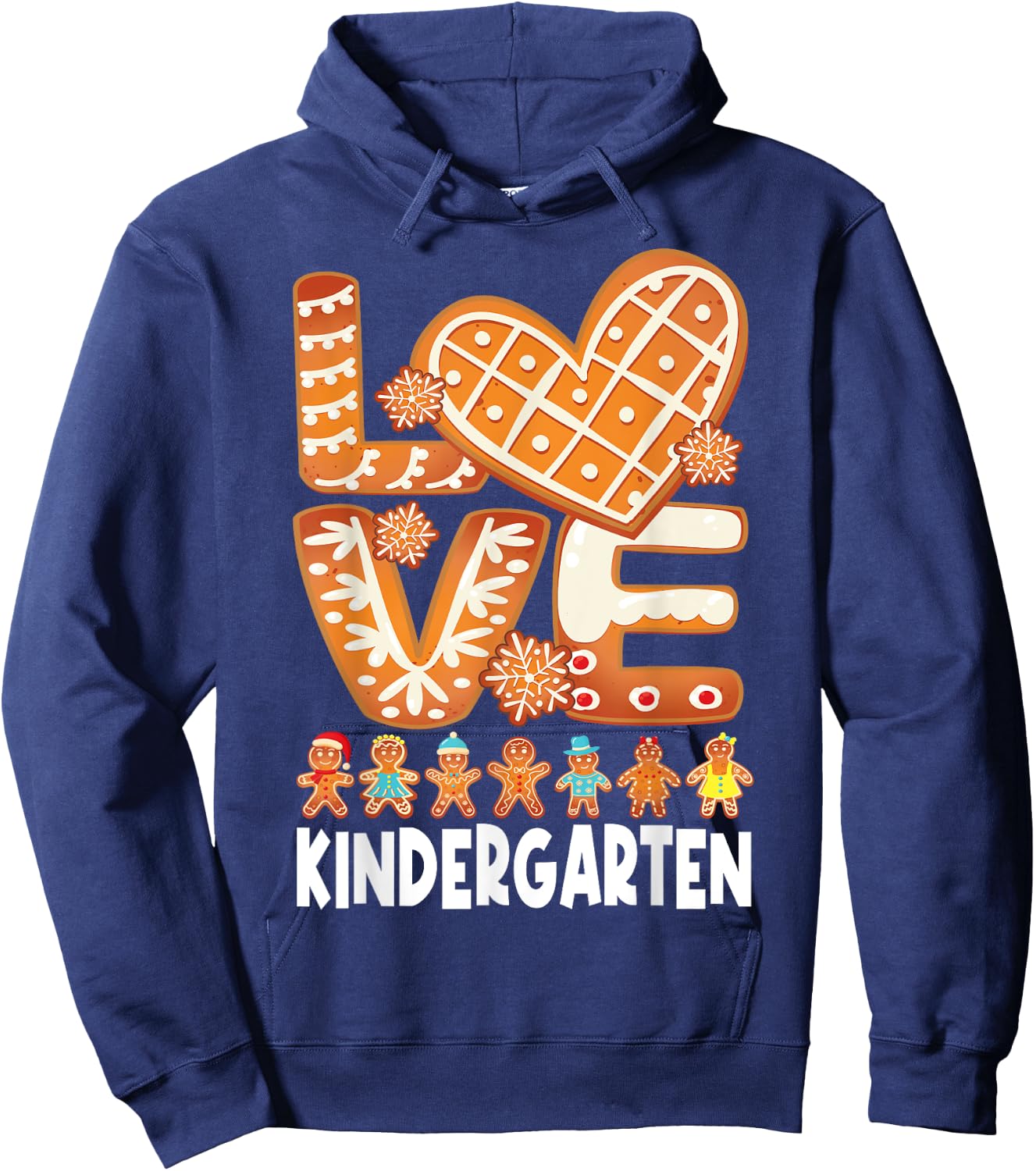 Love Kindergarten Teacher Christmas Gingerbread Students Hoodie - Hoodie | Navy