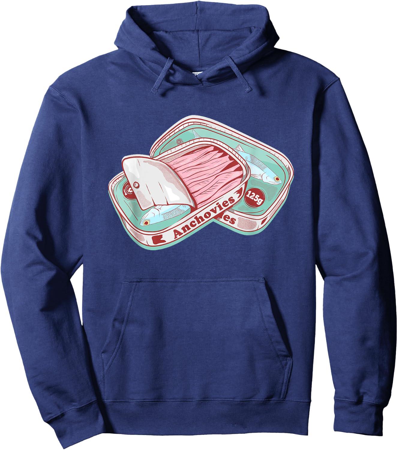 Foodie design Anchovies Tin Can - Women's -Adults Classic Fit Short Sleeve Black - Small Hoodie - Hoodie | Navy