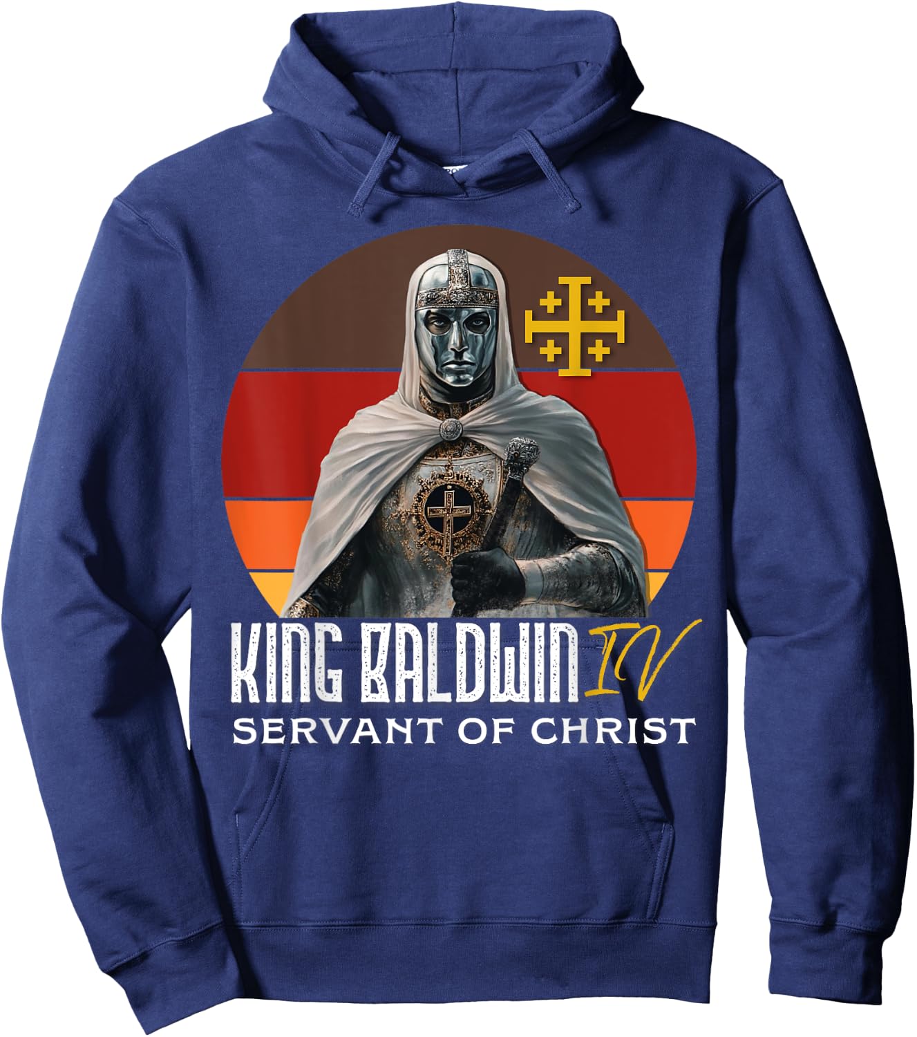 King Baldwin IV Jerusalem Cross Catholic Hoodie - Hoodie | Navy