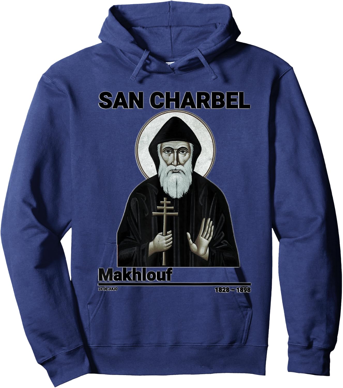 San Charbel Makhlouf, Saint Charbel , Black, S Hoodie - Hoodie | Navy