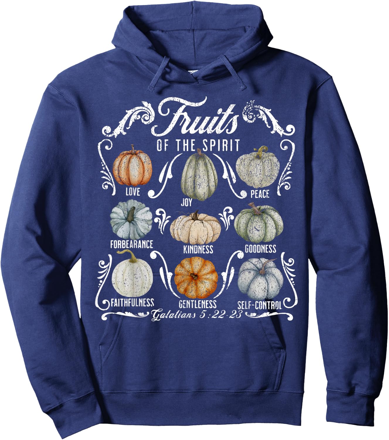 The Fruit Of The Spirit Pumpkin Autumn Fall Jesus Christian Hoodie - Hoodie | Navy