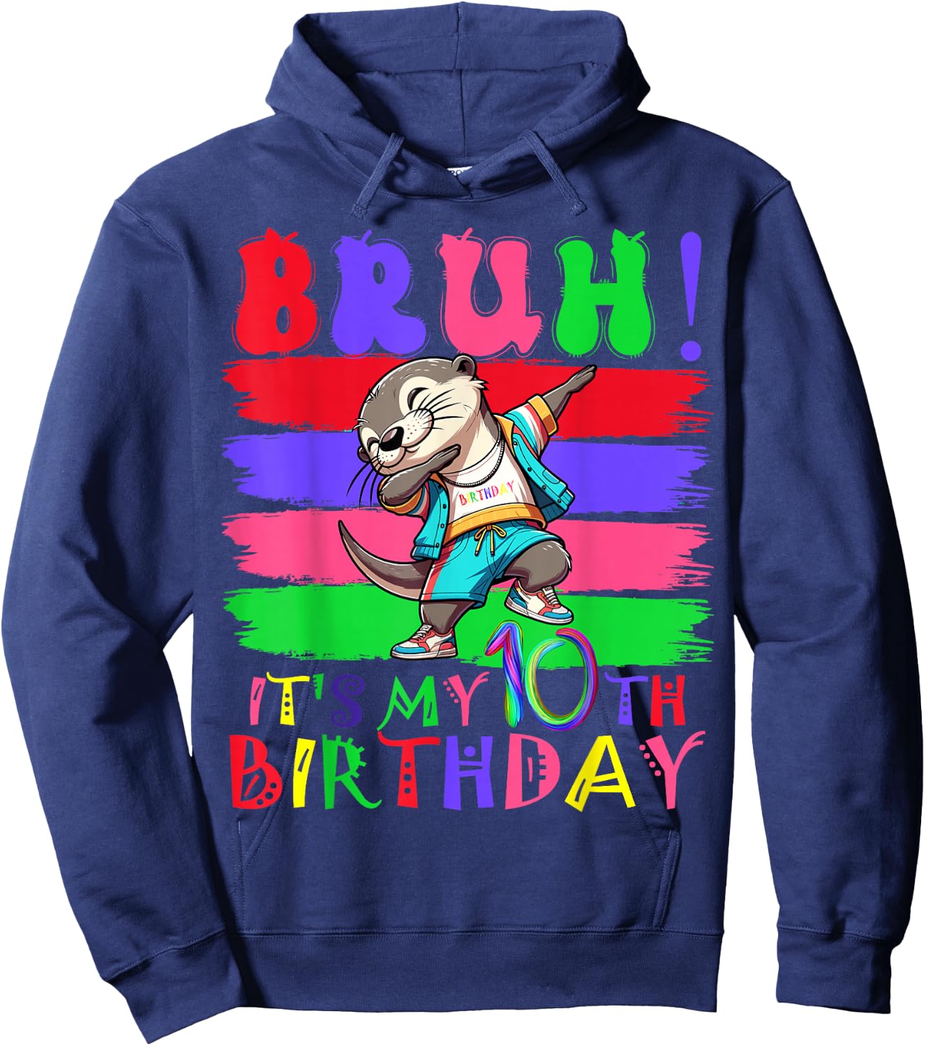 10 Year Old It's My 10th Birthday Otter dabbing boy girl Hoodie - Hoodie | Navy