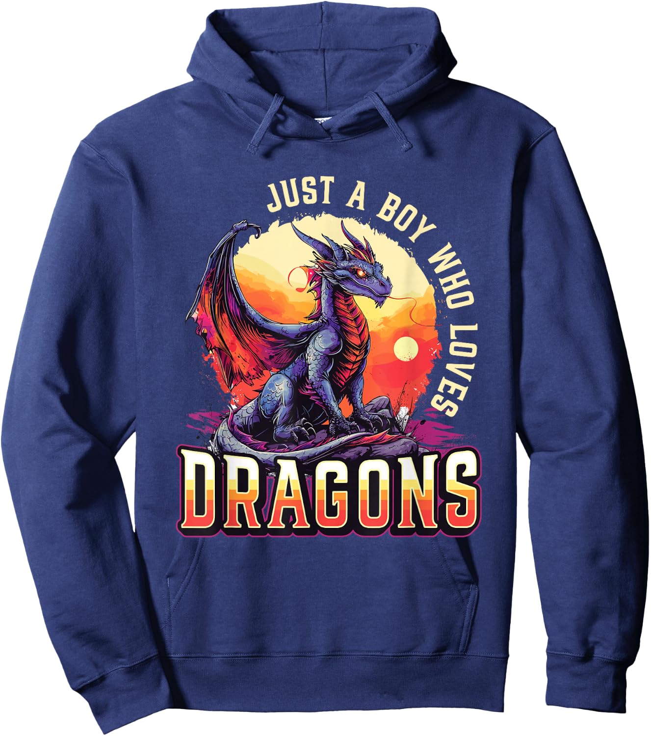Just A Boy Who Loves Dragons - Boys Dragon Hoodie - Hoodie | Navy