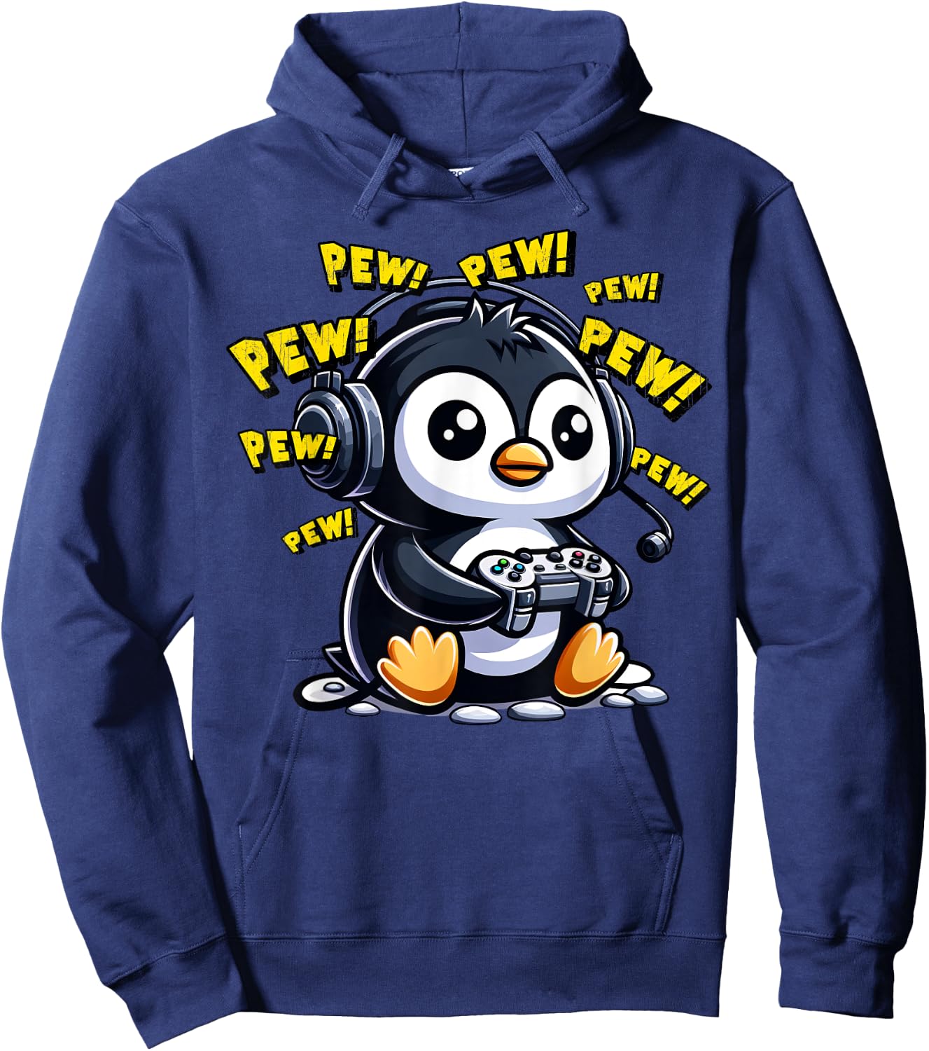 Penguin Gamer Pew Funny Video Games Vintage Boys Men Girls Hoodie - Hoodie | Navy