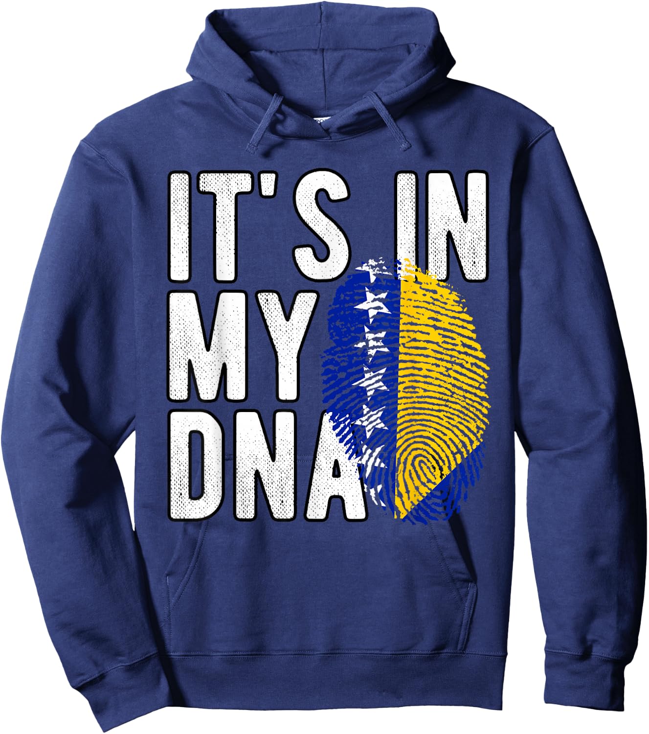 Funny It's in My DNA Bosnien und Herzegowina Flagge Fingerabdruck Hoodie - Hoodie | Navy