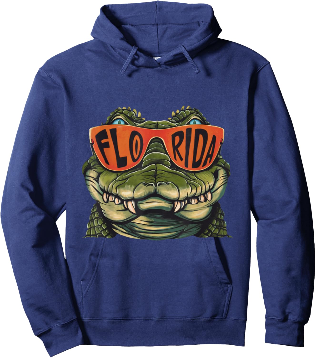 Florida Alligator Wearing Retro Style Sunglasses Animal Art Hoodie - Hoodie | Navy