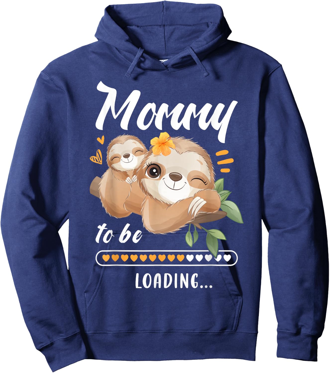 Mommy To Be, Expecting Mom, Pregnancy Reveal, Sloths Hoodie - Hoodie | Navy