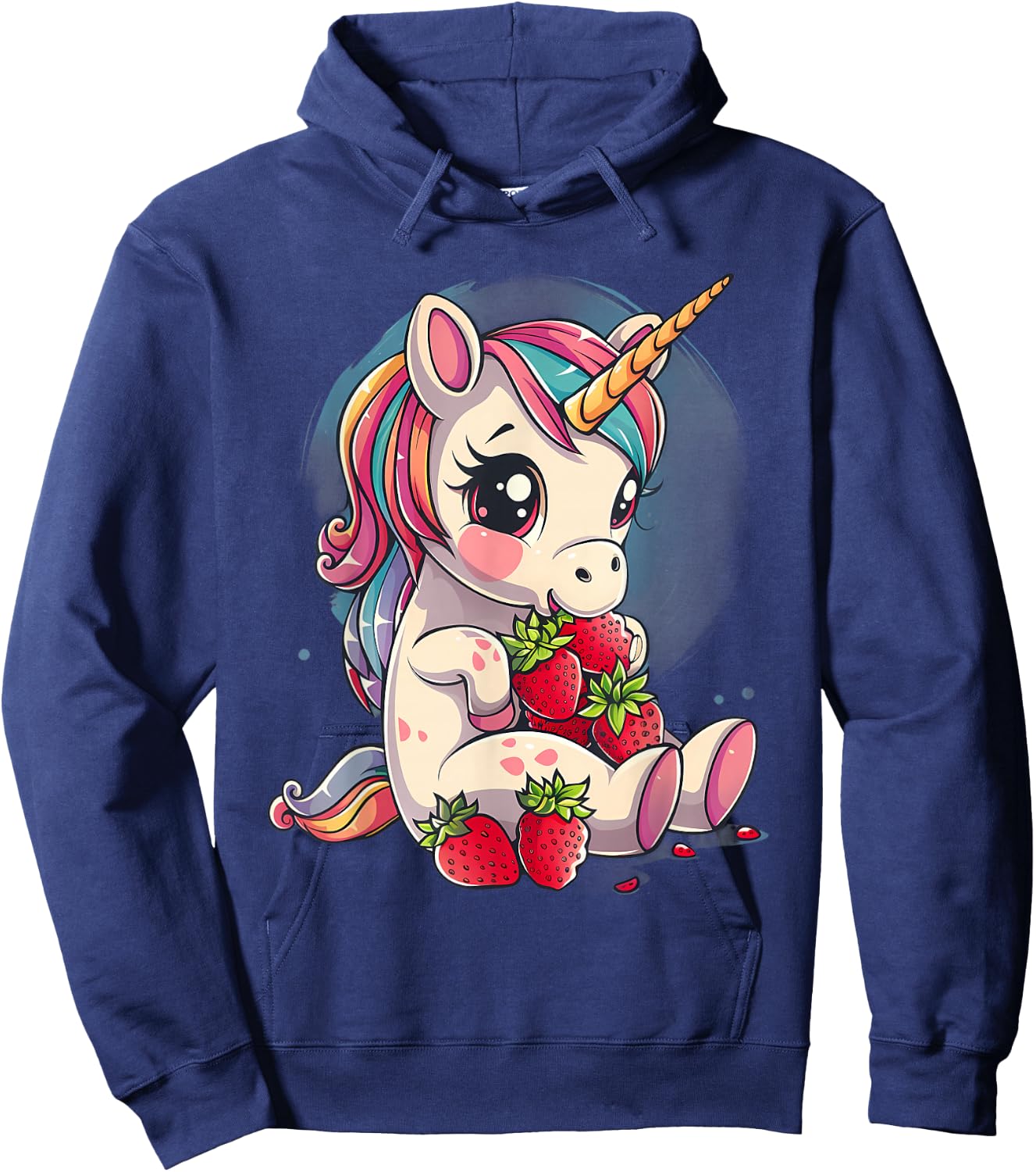 Strawberry Unicorn Cute Fruit Animal Lovers Colourful Hoodie - Hoodie | Navy