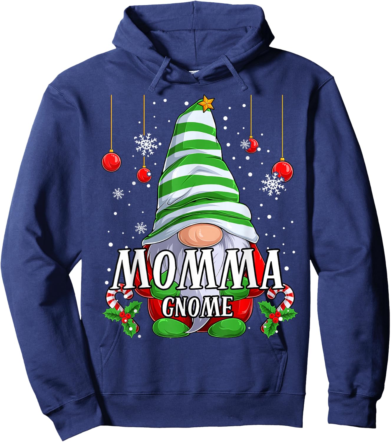 Momma Gnome christmas pajamas matching family group Hoodie - Hoodie | Navy