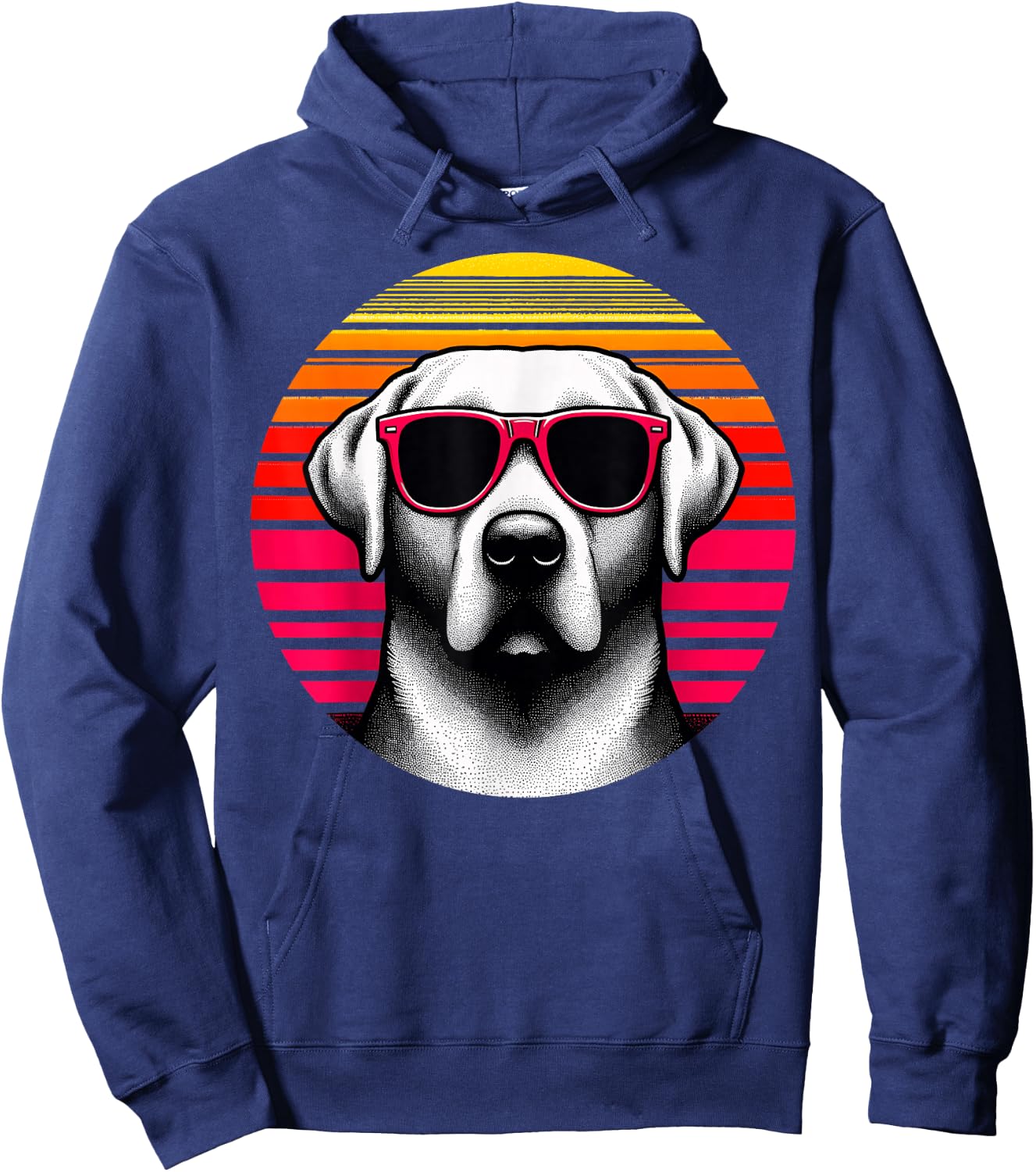 Cool Labrador Retriever 70s Vintage Dog Sunglasses, Black, S Hoodie - Hoodie | Navy