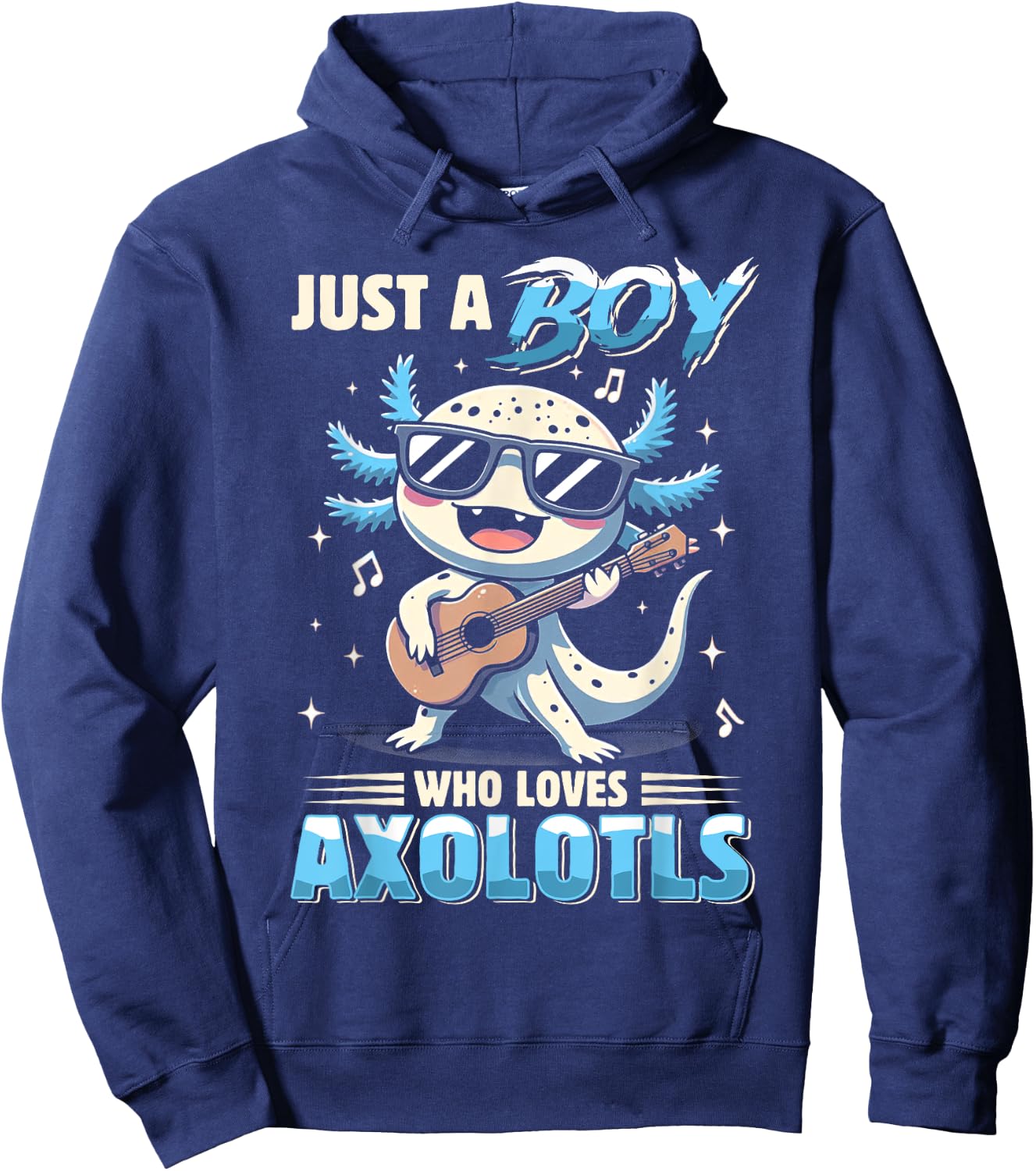 Just A Boy Who Loves Axolotls Kids Boys Cute Axolotl Hoodie - Hoodie | Navy