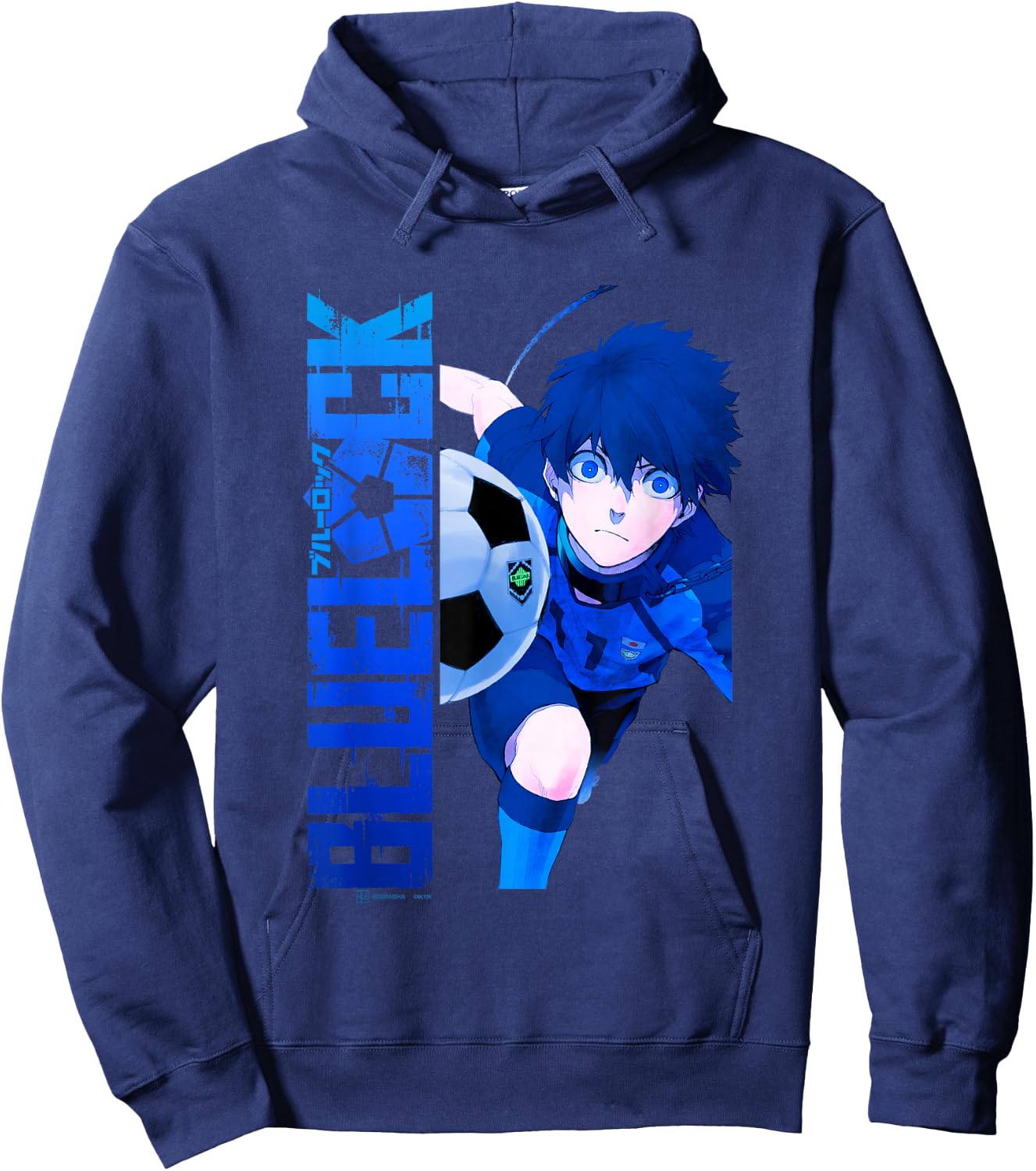 Blue Lock Blue Soccer Ball Split Panels , Black, S Hoodie - Hoodie | Navy