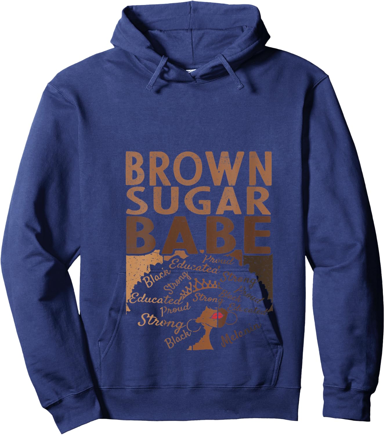 Brown Sugar Babe Black Pride Shirts Melanin V-Neck Hoodie - Hoodie | Navy