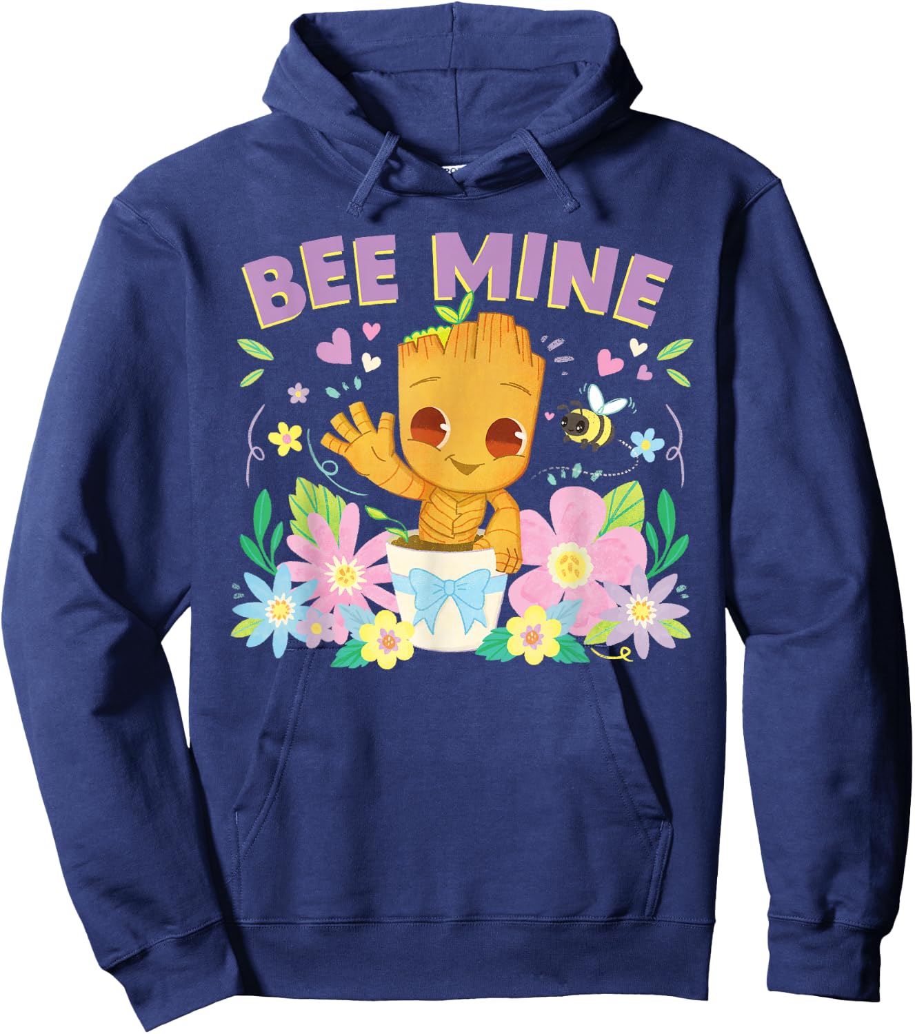 Marvel Valentine’s Day Spring Flower Garden Groot Bee Mine Hoodie - Hoodie | Navy